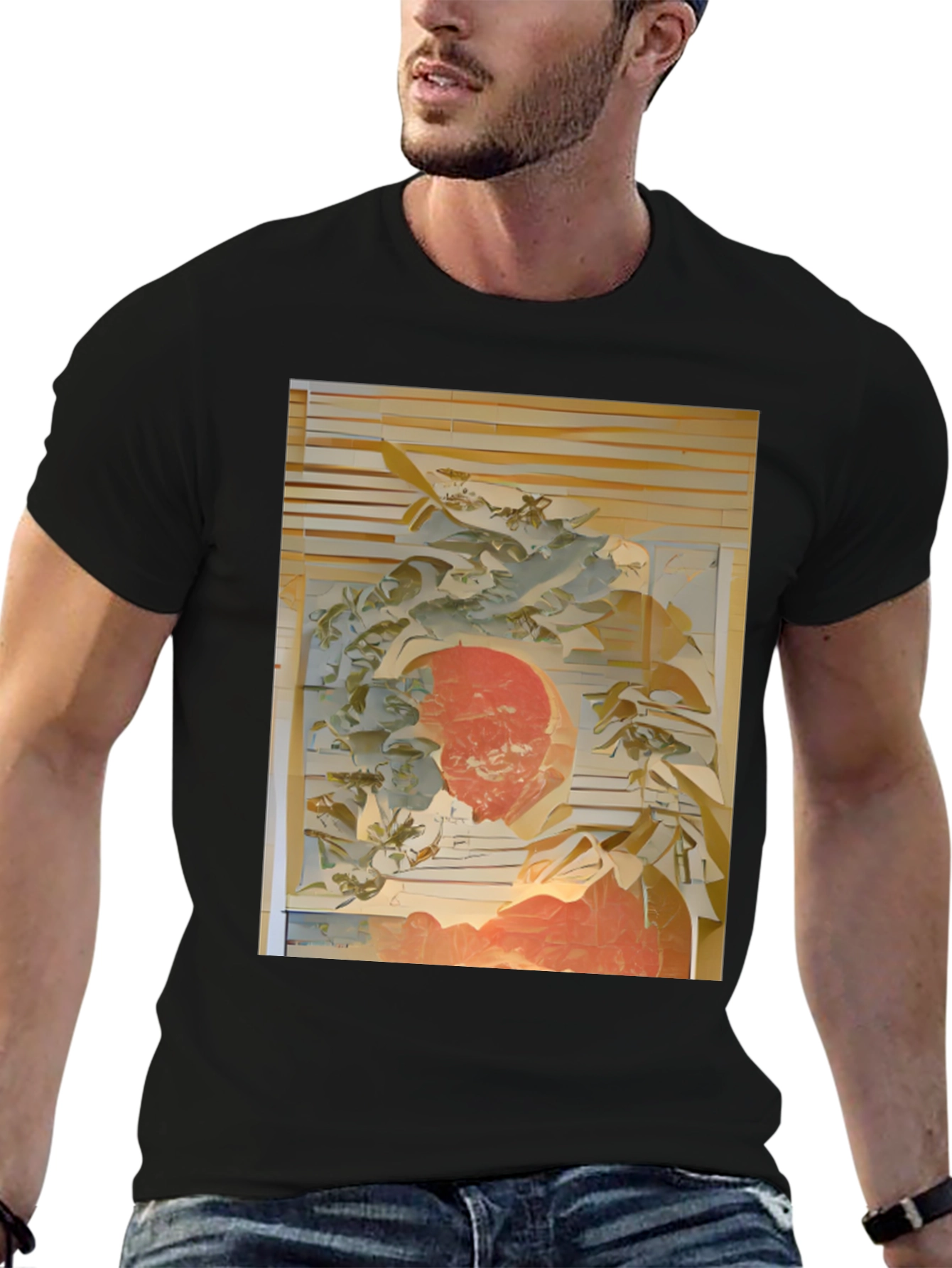 Abstract Art Print Black T-Shirt