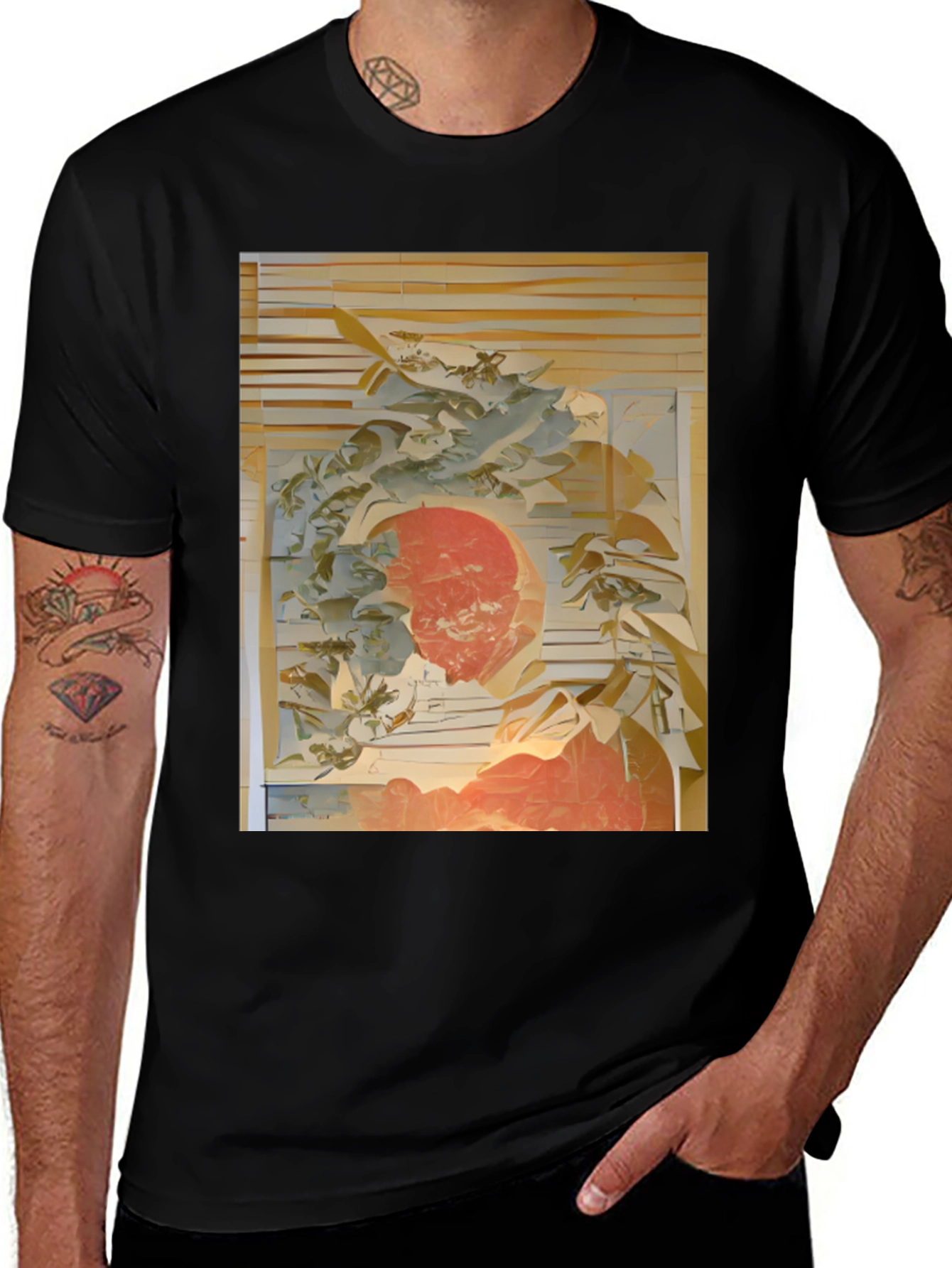 Abstract Art Print Black T-Shirt