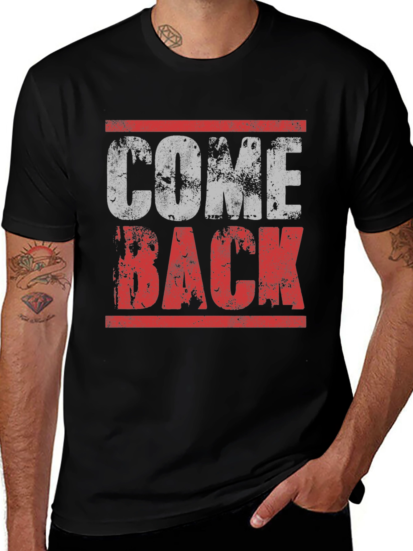 Come Back Graphic Tee - Distressed Print Mens T-Shirt