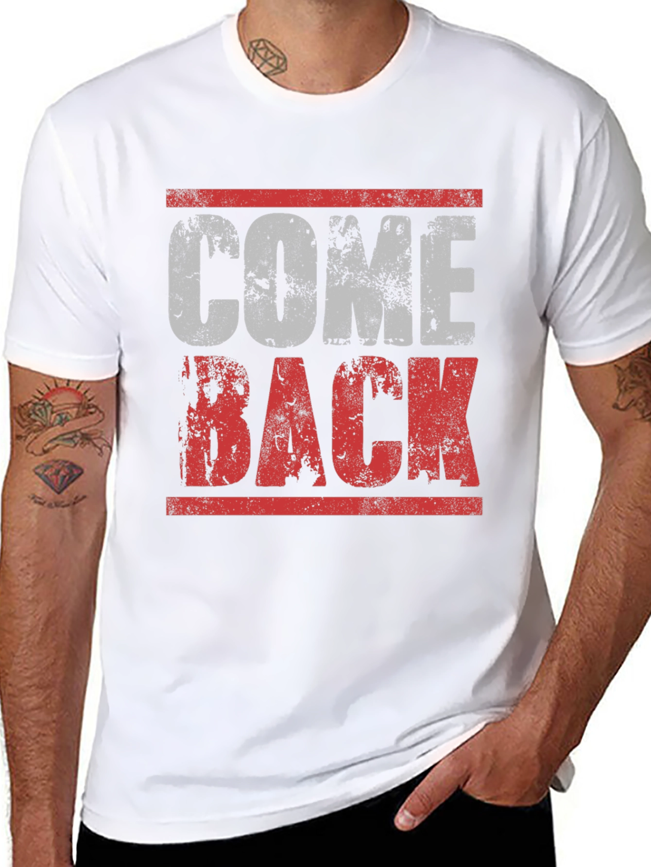 Come Back Graphic Tee - Distressed Print Mens T-Shirt