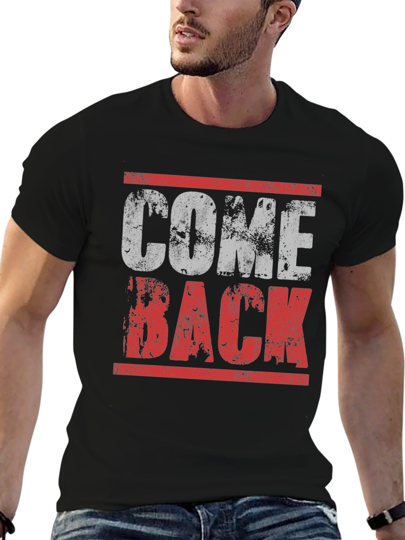 Come Back Graphic Tee - Distressed Print Mens T-Shirt