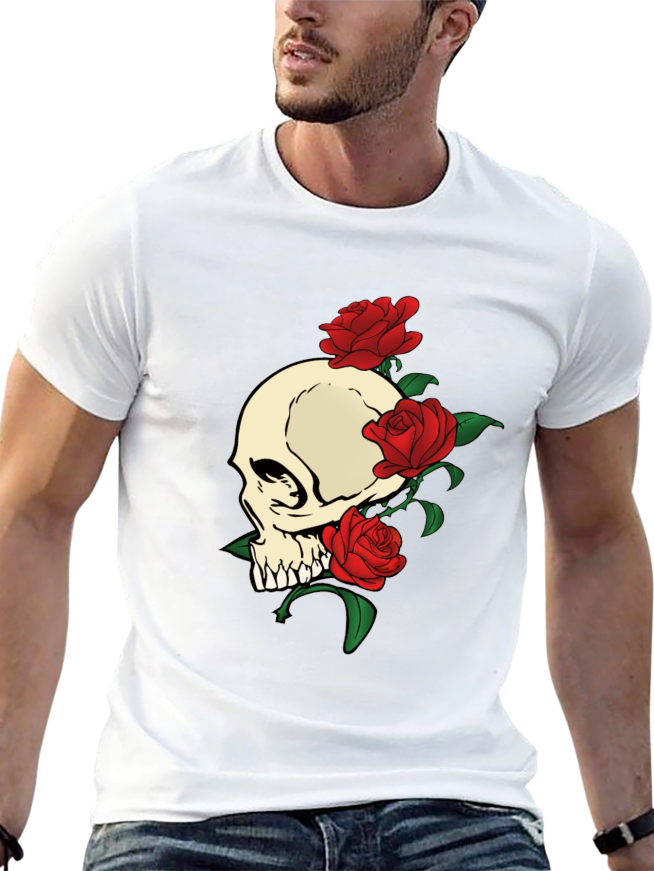 Skull and Roses Graphic Print T-Shirt