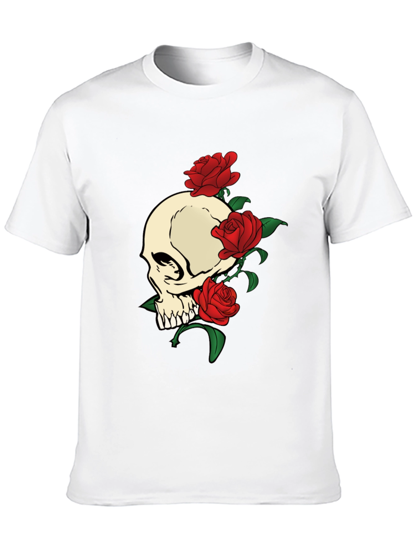Skull and Roses Graphic Print T-Shirt