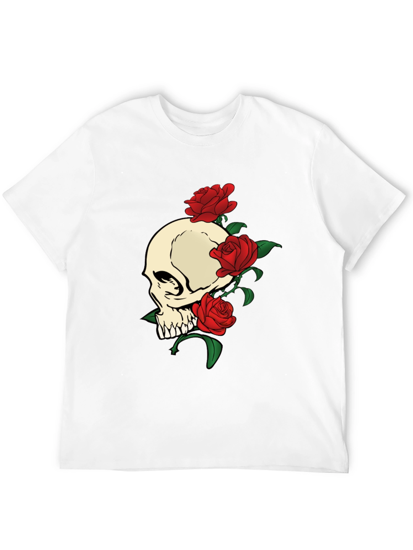 Skull and Roses Graphic Print T-Shirt