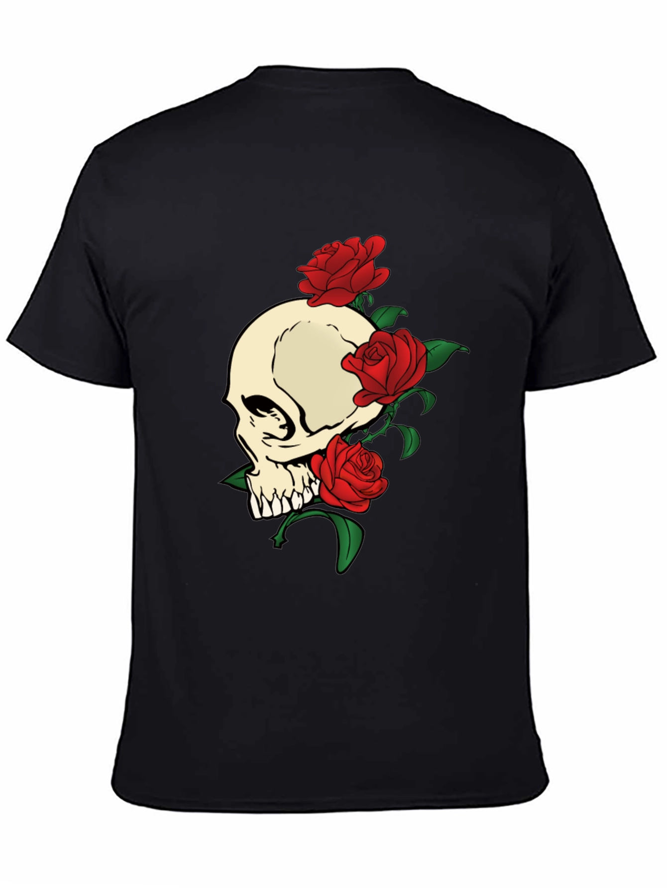 Skull and Roses Graphic Print T-Shirt