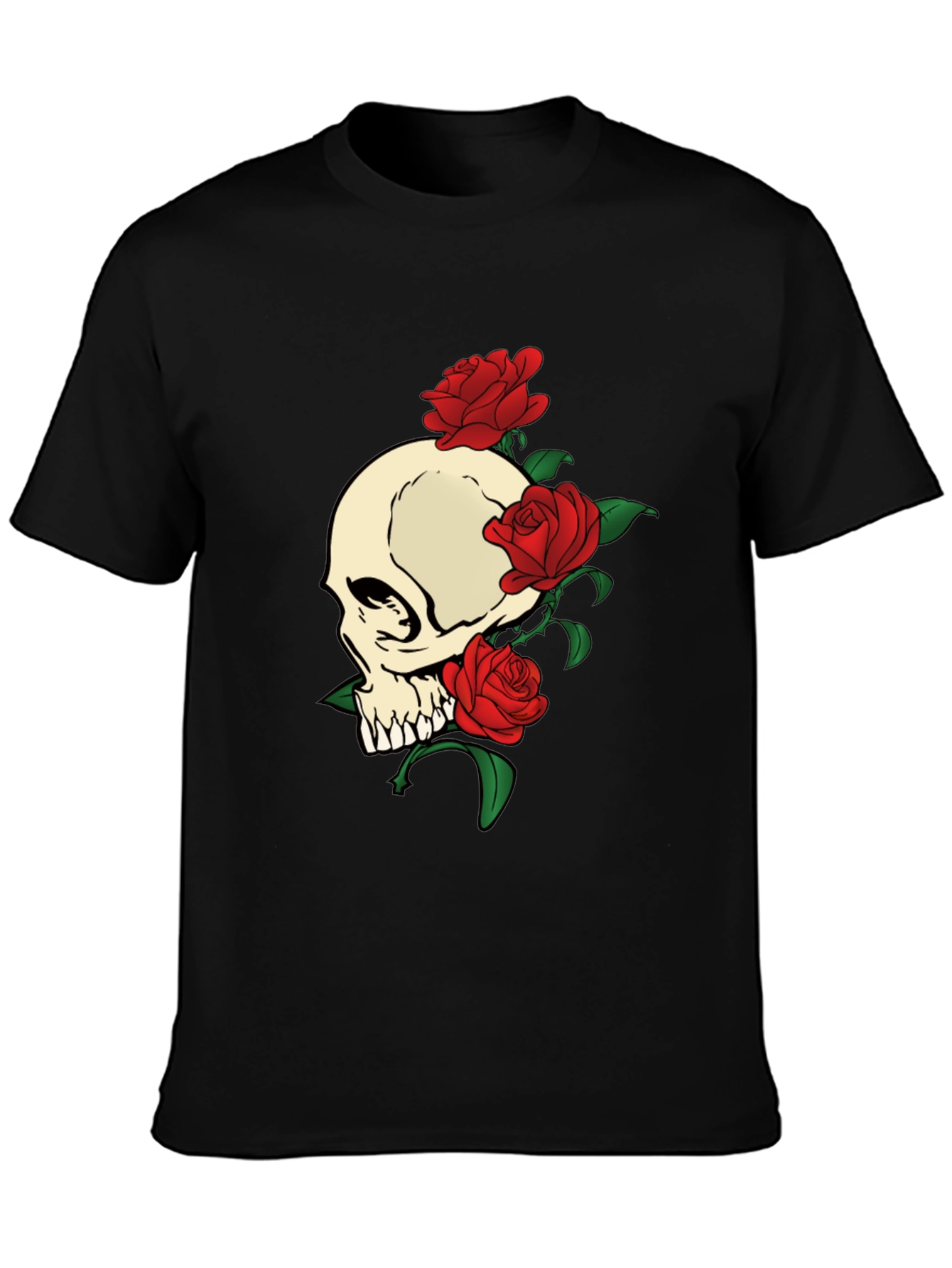 Skull and Roses Graphic Print T-Shirt
