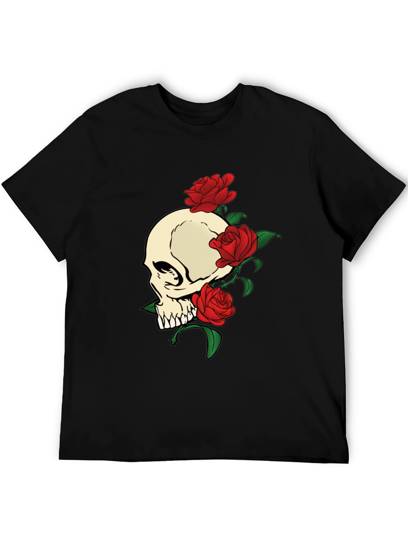 Skull and Roses Graphic Print T-Shirt