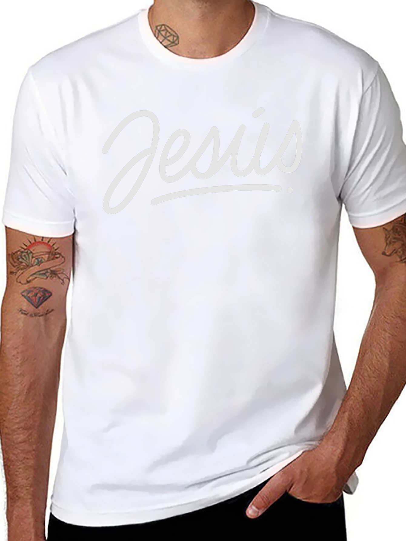 Jesus Script Graphic Tee - Black Cotton Blend Shirt