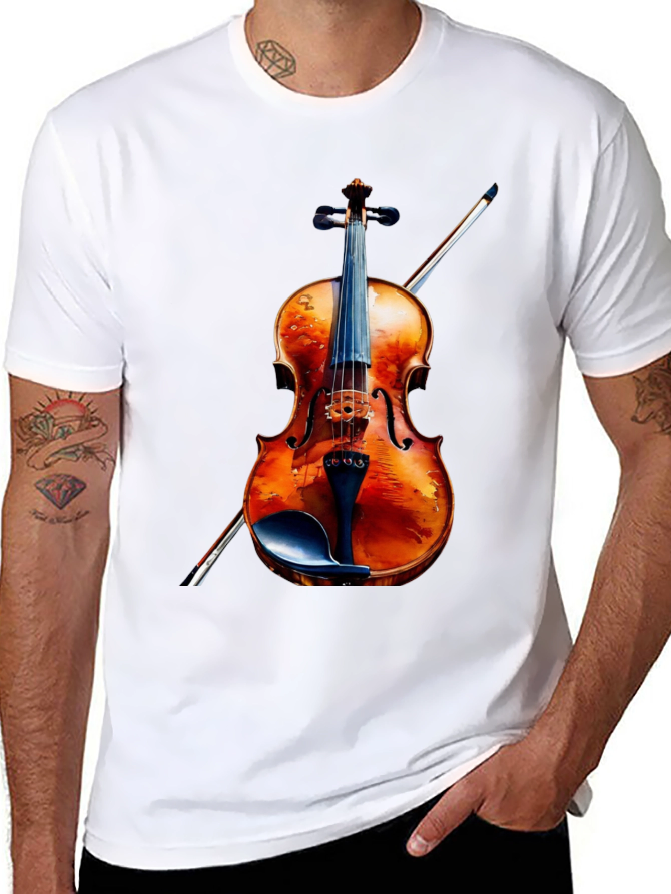 Violin Graphic Tee - Musical Instrument Shirt