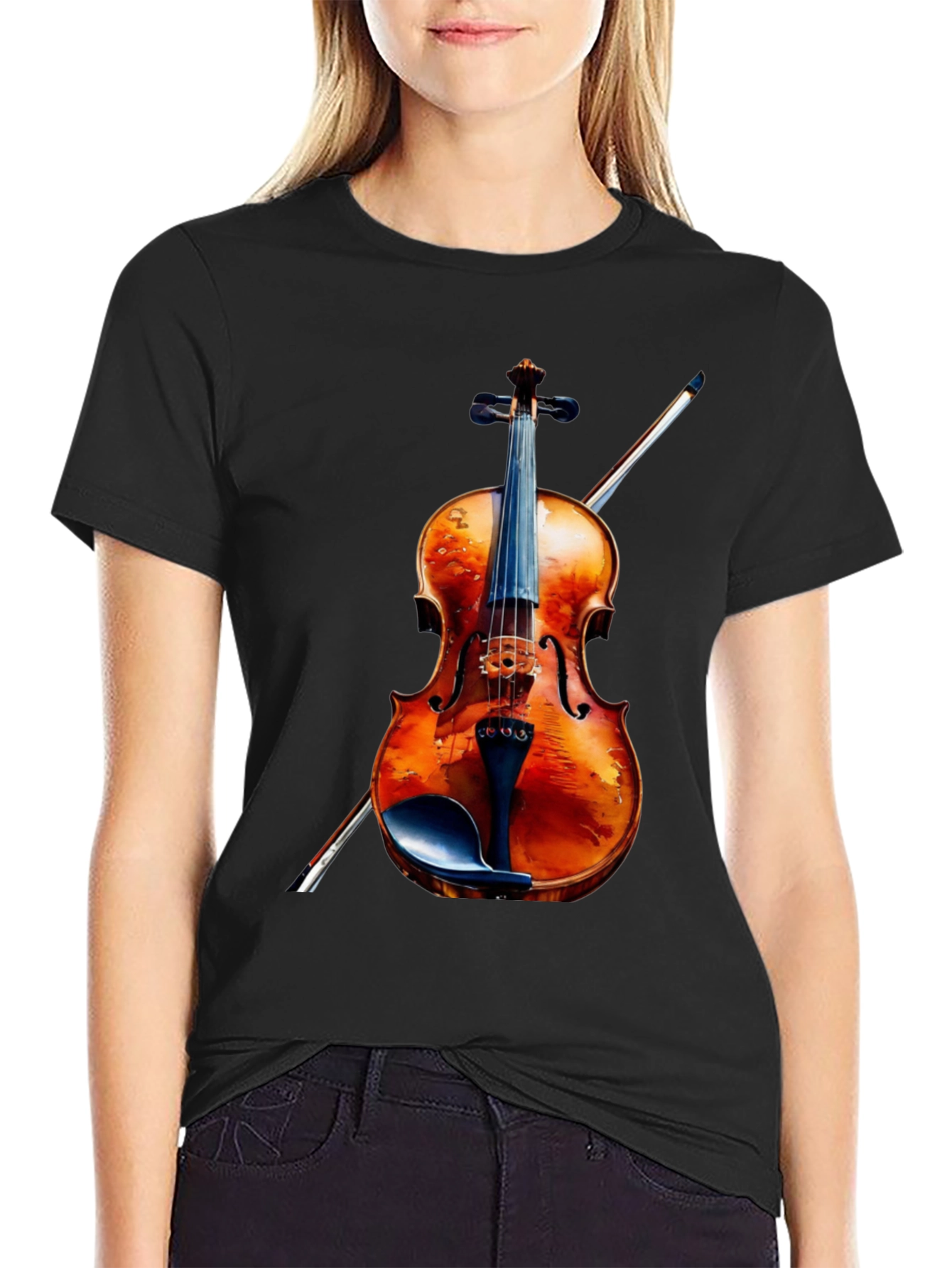 Violin Graphic Tee - Musical Instrument Shirt
