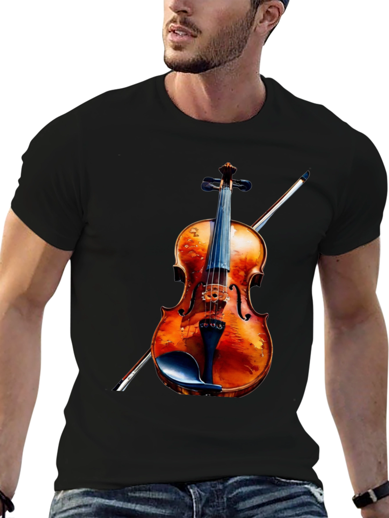Violin Graphic Tee - Musical Instrument Shirt