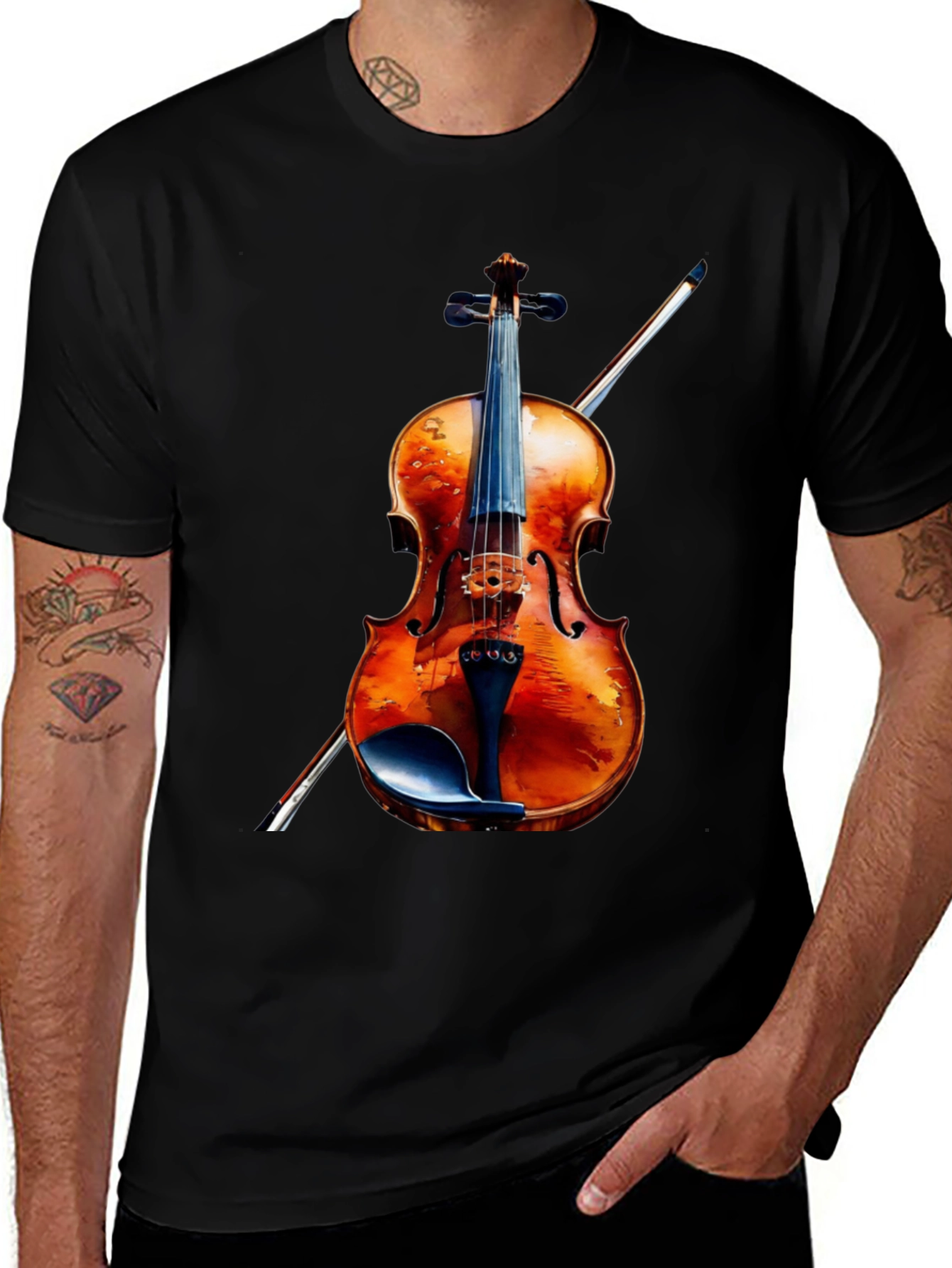 Violin Graphic Tee - Musical Instrument Shirt