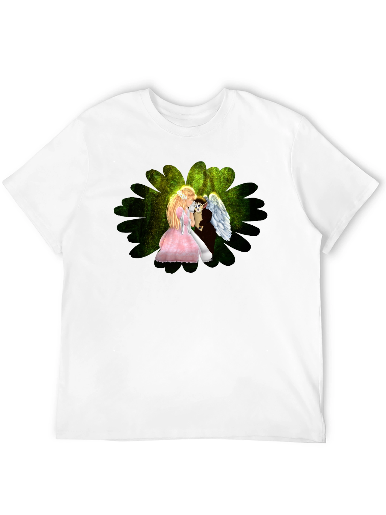 Angel & Elf Black T-Shirt - Fantasy Art Tee