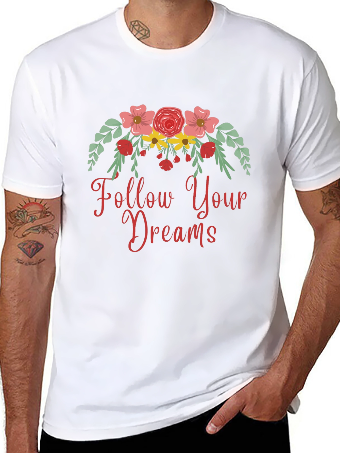 Follow Your Dreams Floral Graphic Tee - Black