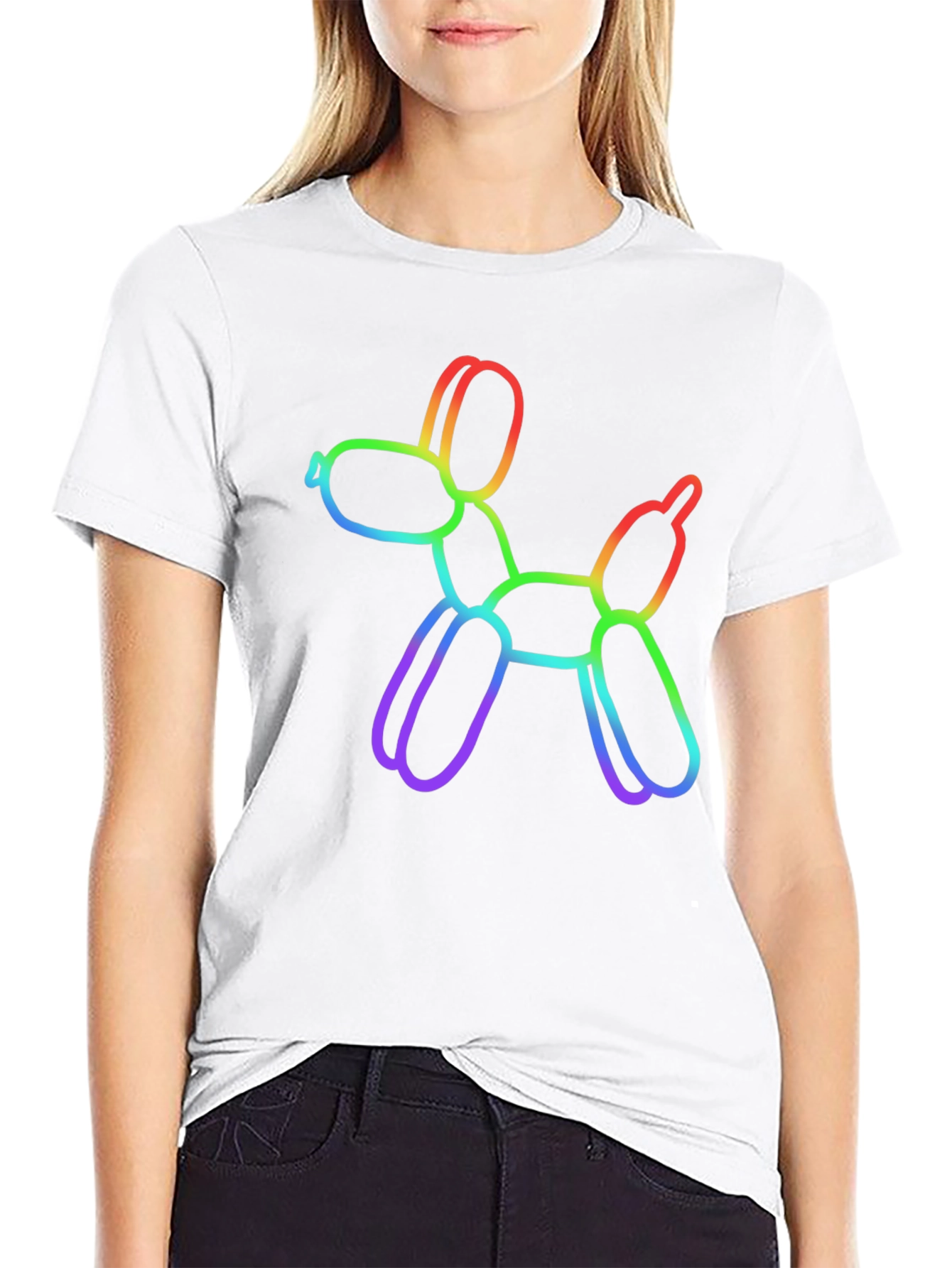 Rainbow Balloon Dog Graphic T-Shirt