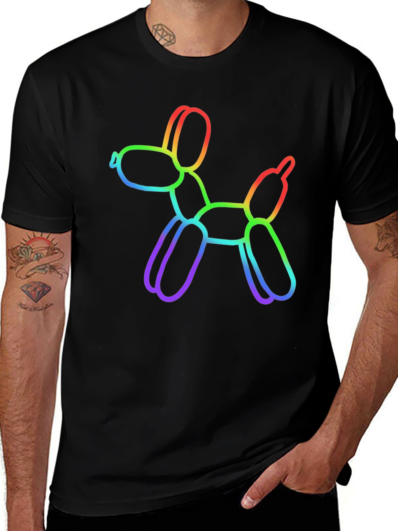 Rainbow Balloon Dog Graphic T-Shirt