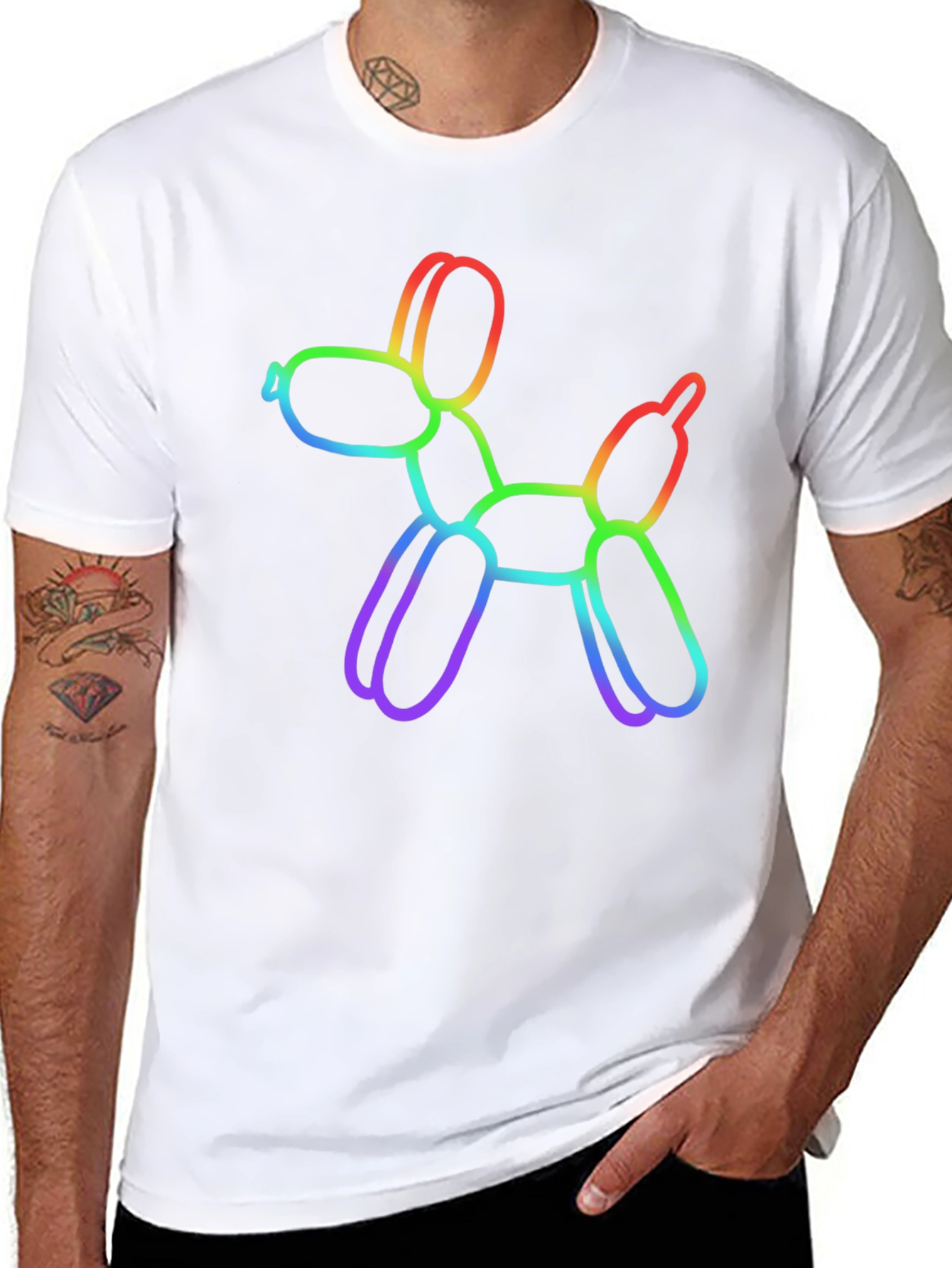 Rainbow Balloon Dog Graphic T-Shirt