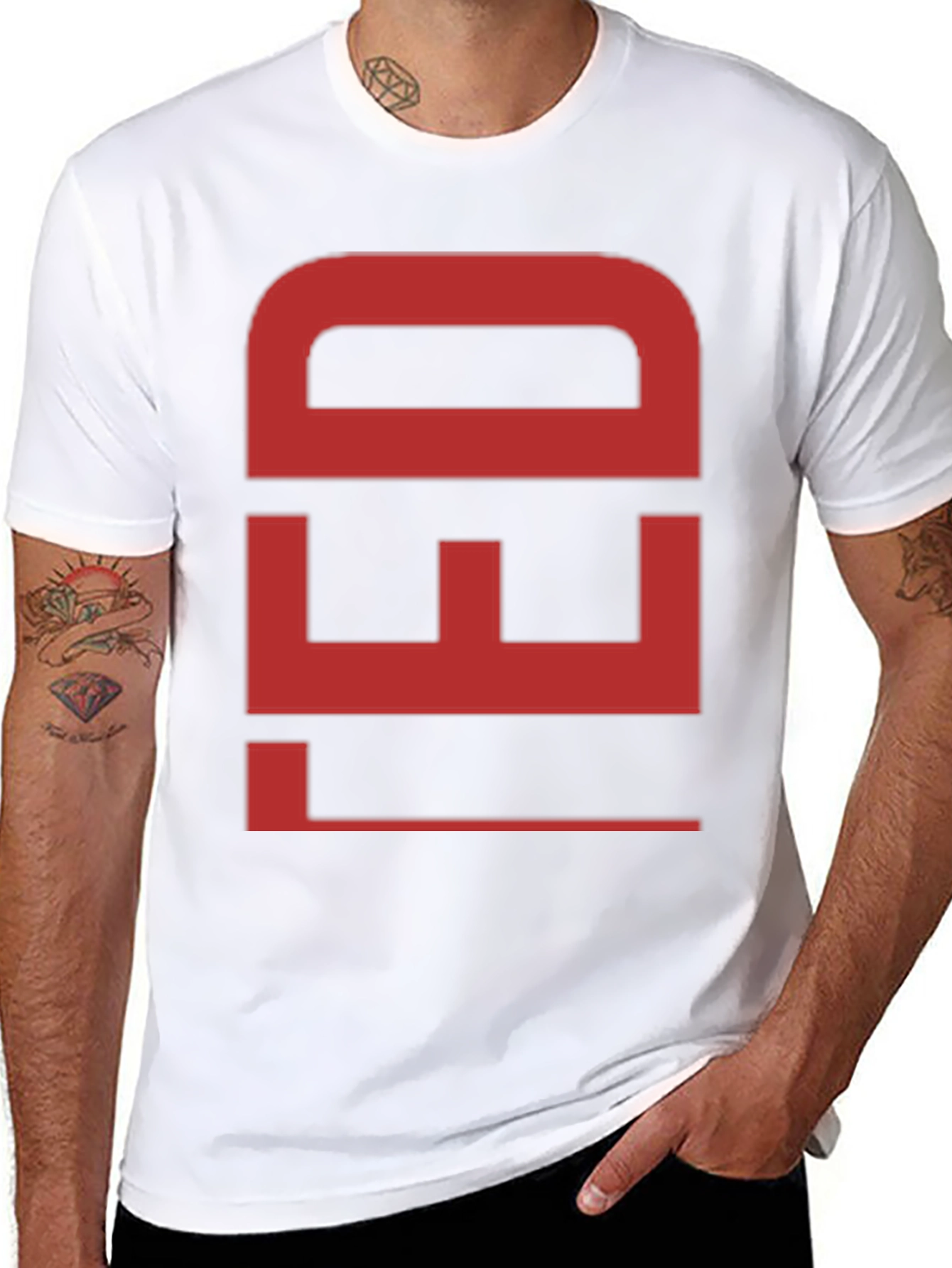 Bold Red Graphic Print Black Cotton T-Shirt