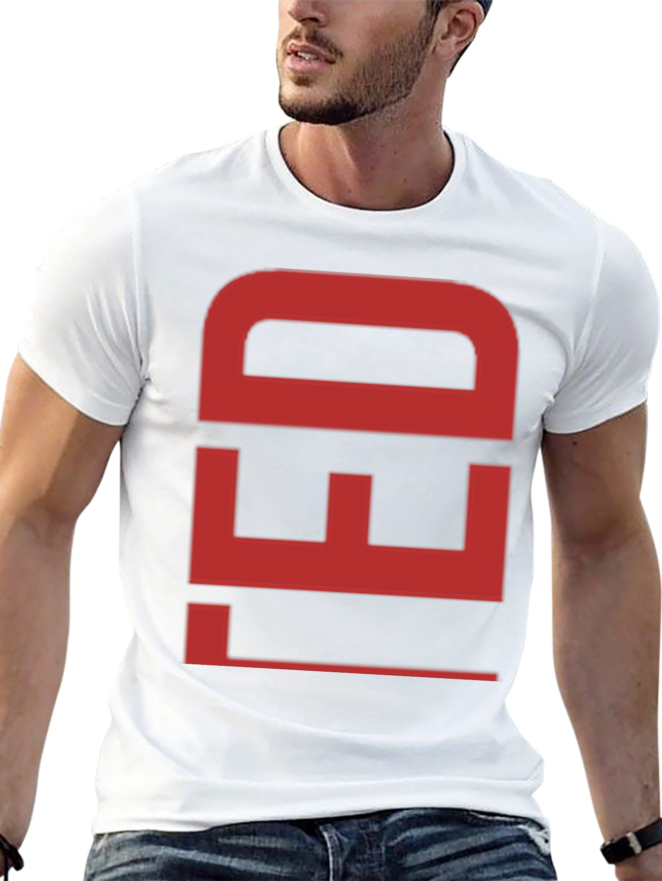 Bold Red Graphic Print Black Cotton T-Shirt