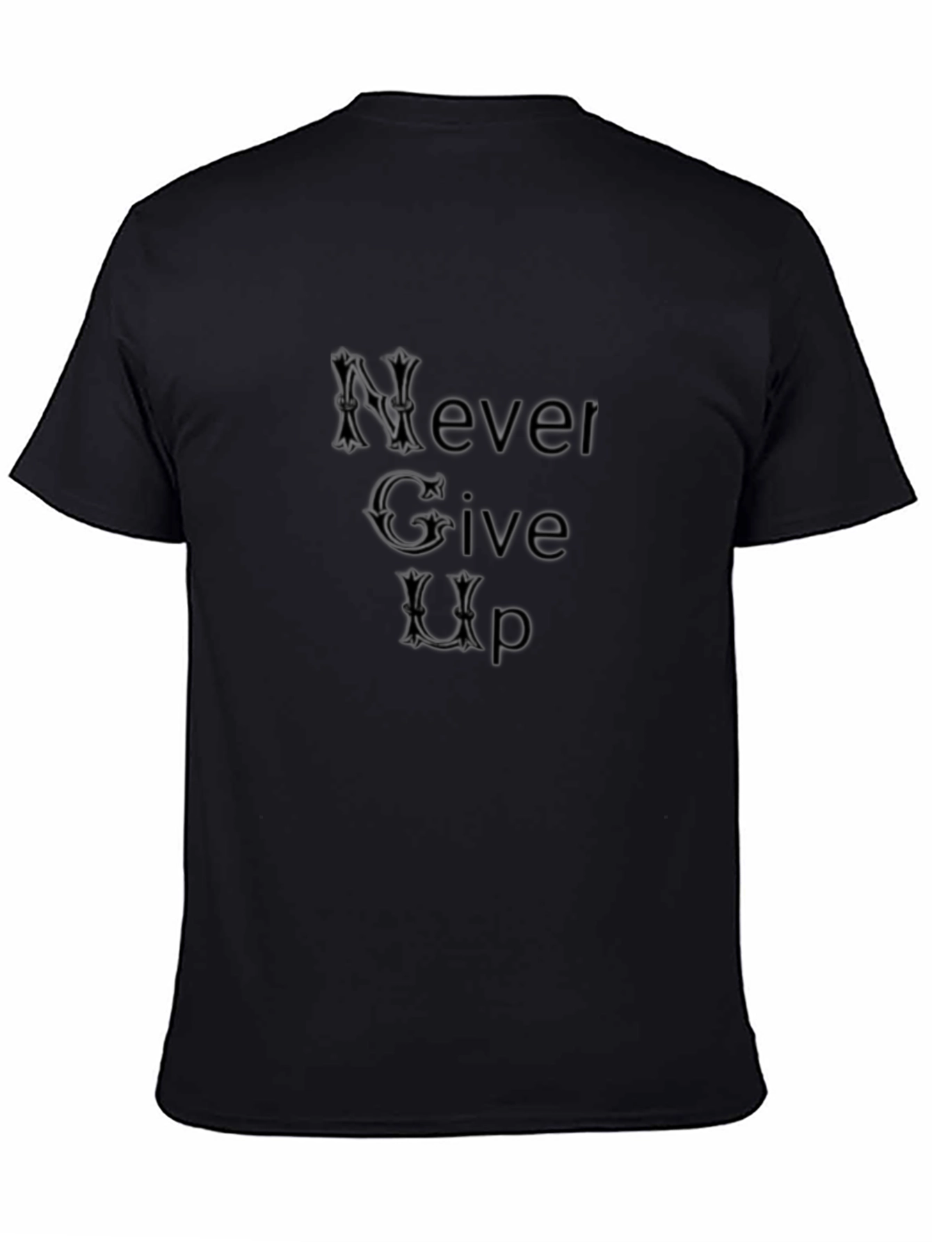 Never Give Up Stylish Black Tee