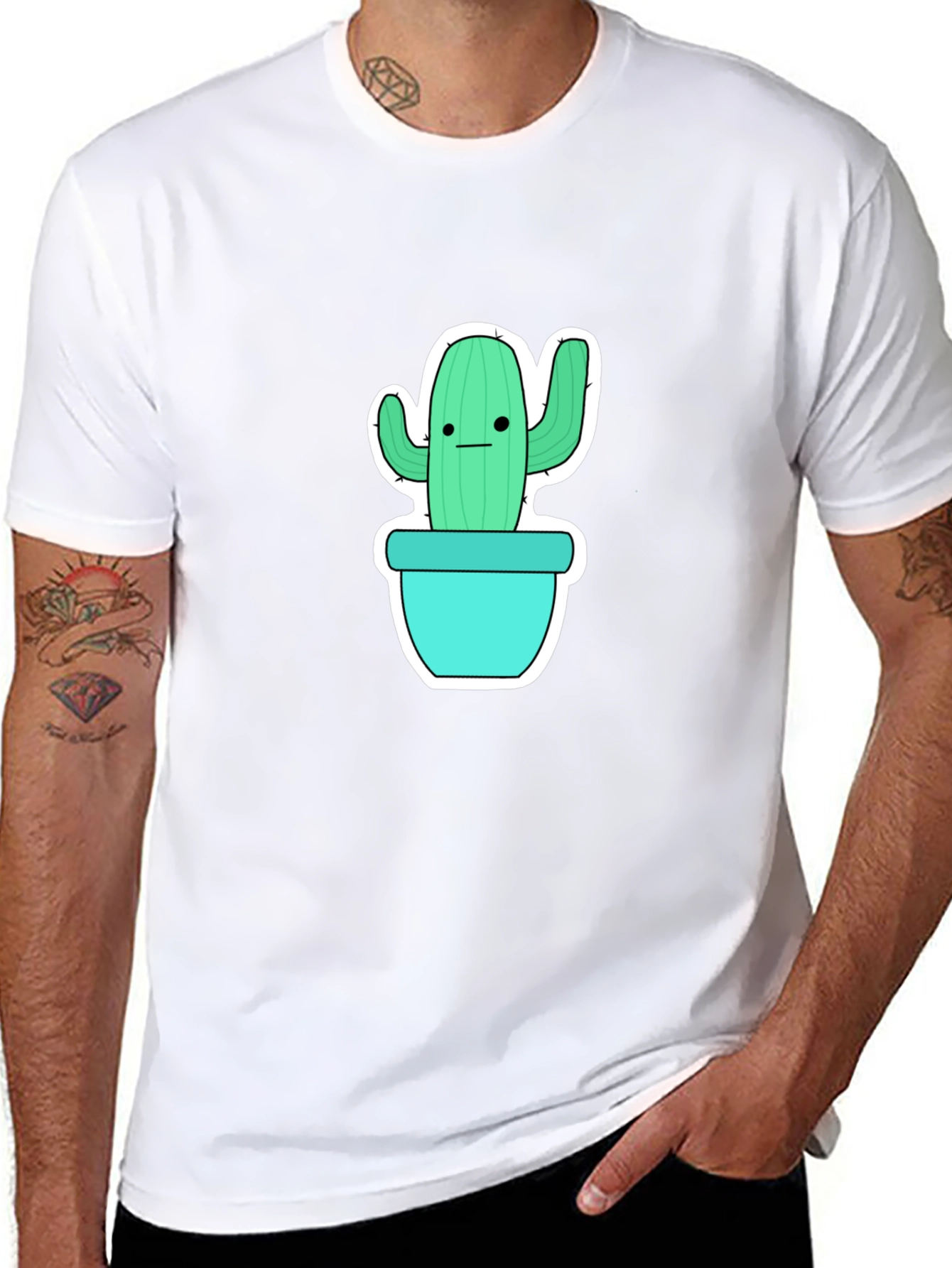 Cool Cactus Graphic Tee - Black Cotton Shirt