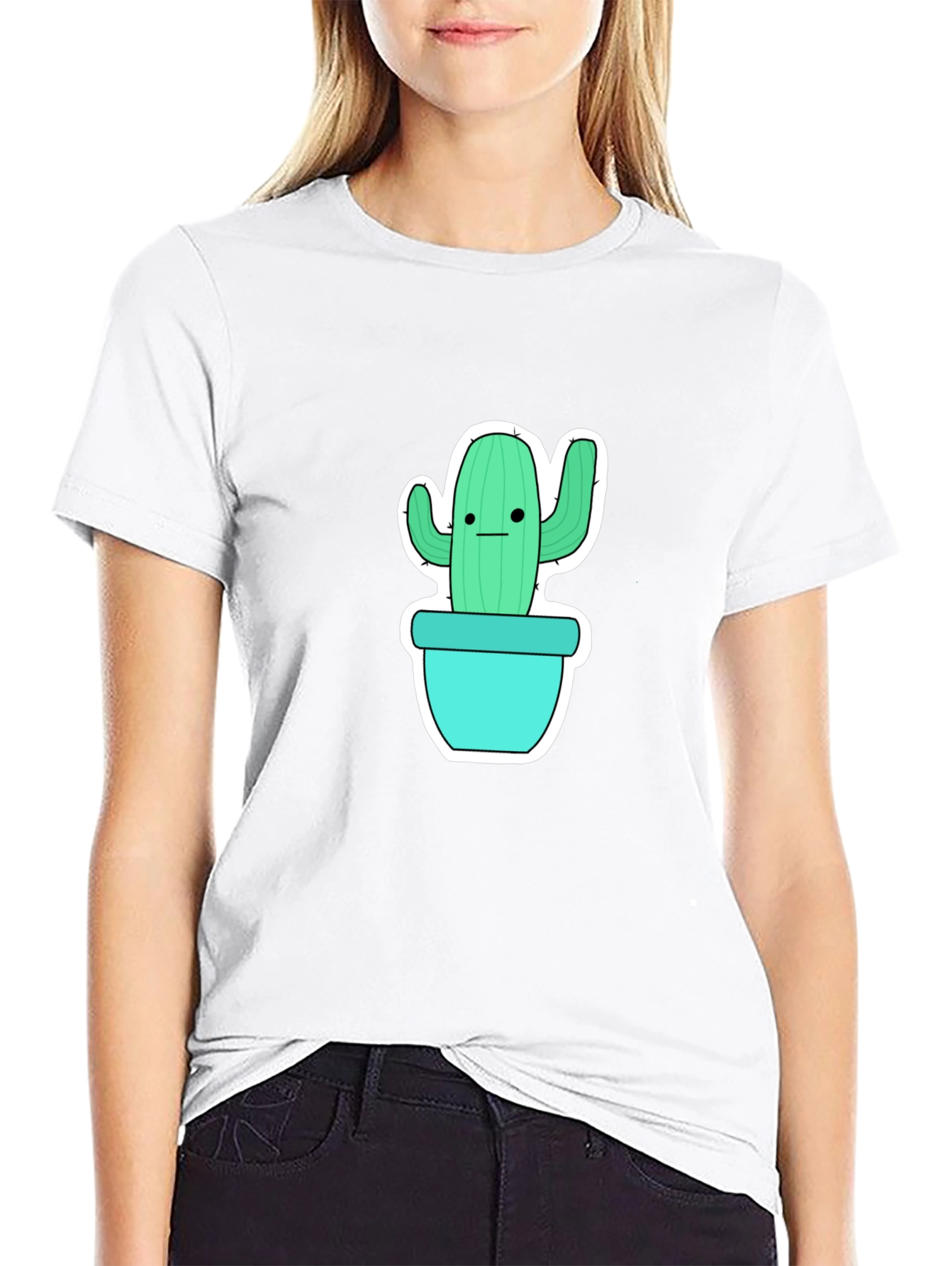 Cool Cactus Graphic Tee - Black Cotton Shirt