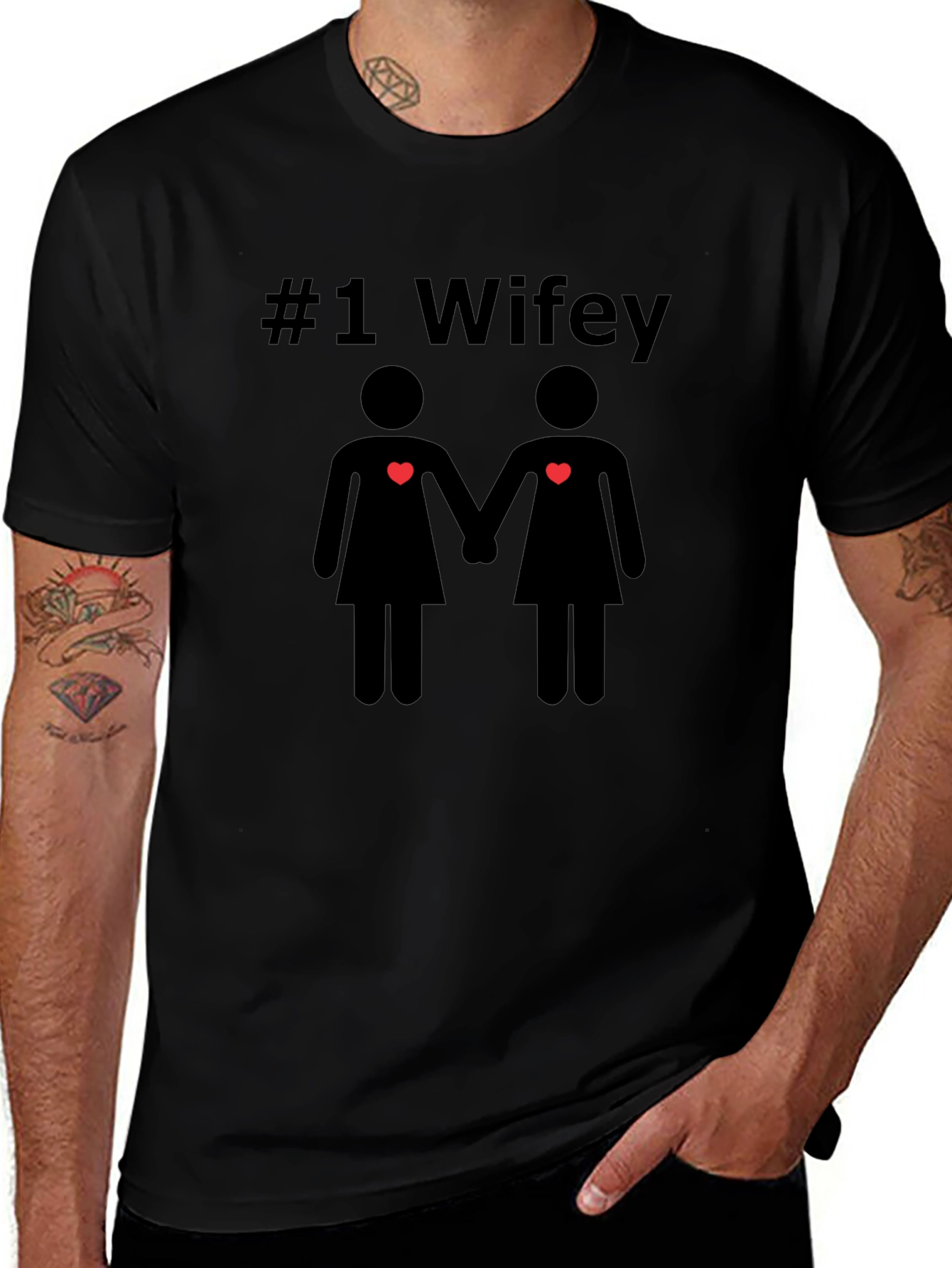 #1 Wifey Lesbian Couple Graphic Tee - Black