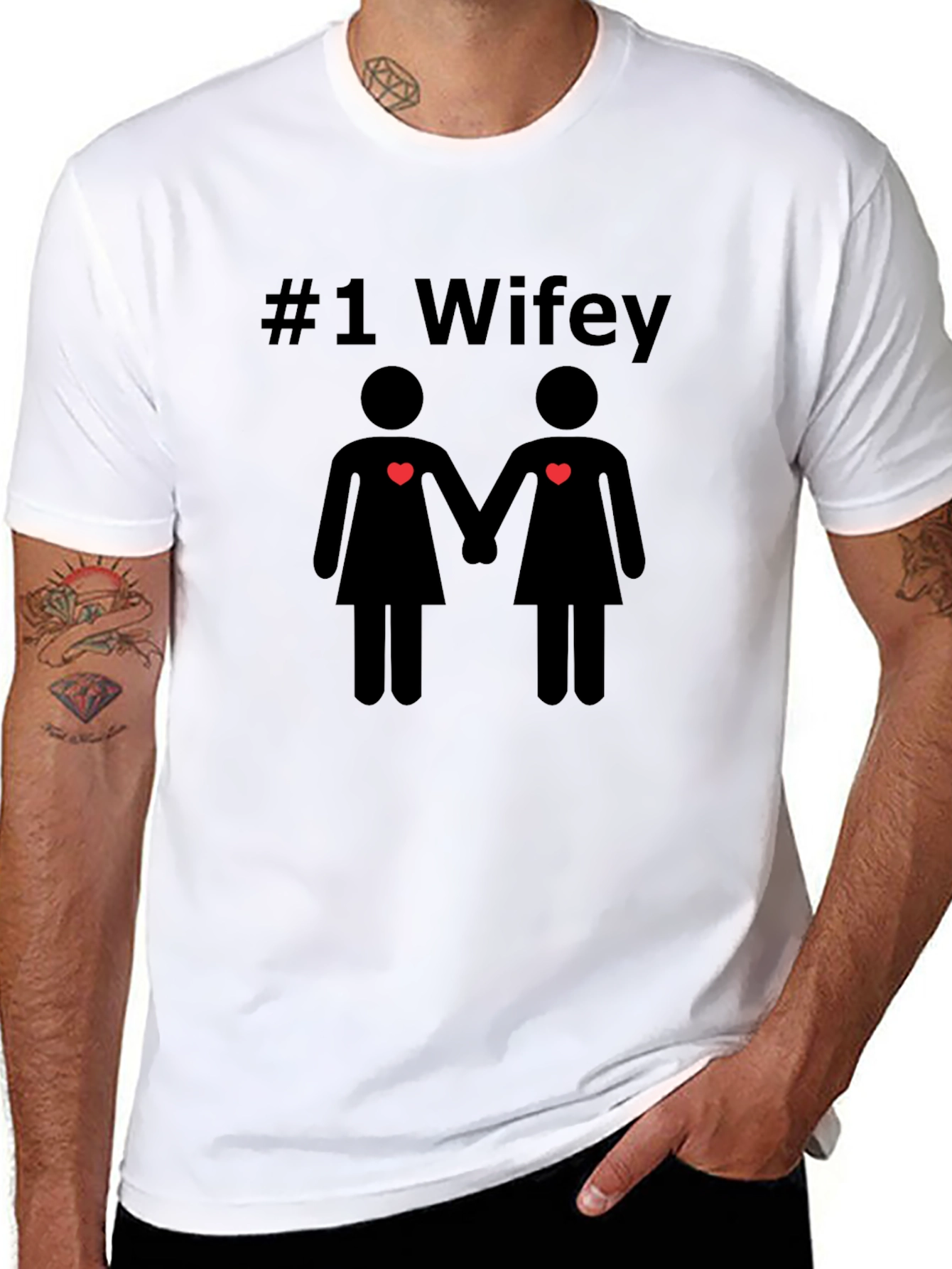 #1 Wifey Lesbian Couple Graphic Tee - Black