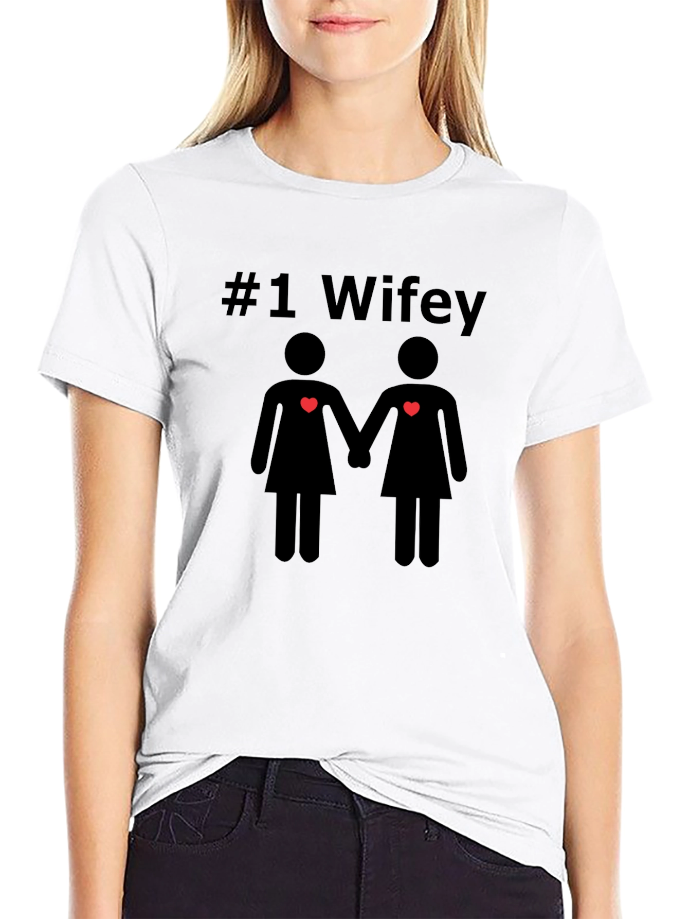 #1 Wifey Lesbian Couple Graphic Tee - Black