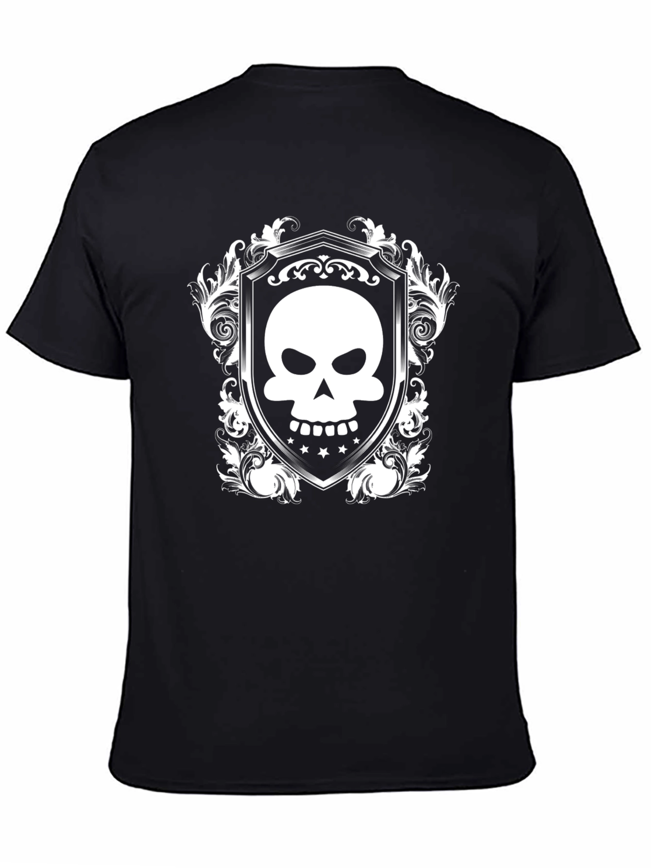 Skull Crest Graphic Tee - Black Cotton Comfort