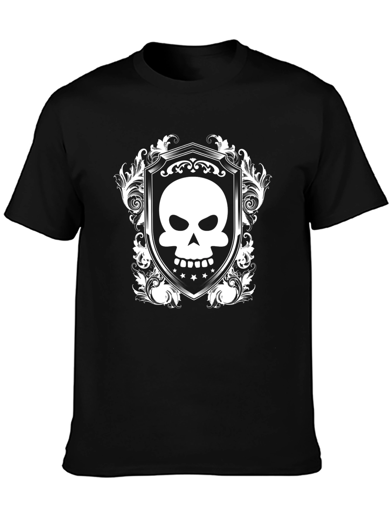 Skull Crest Graphic Tee - Black Cotton Comfort