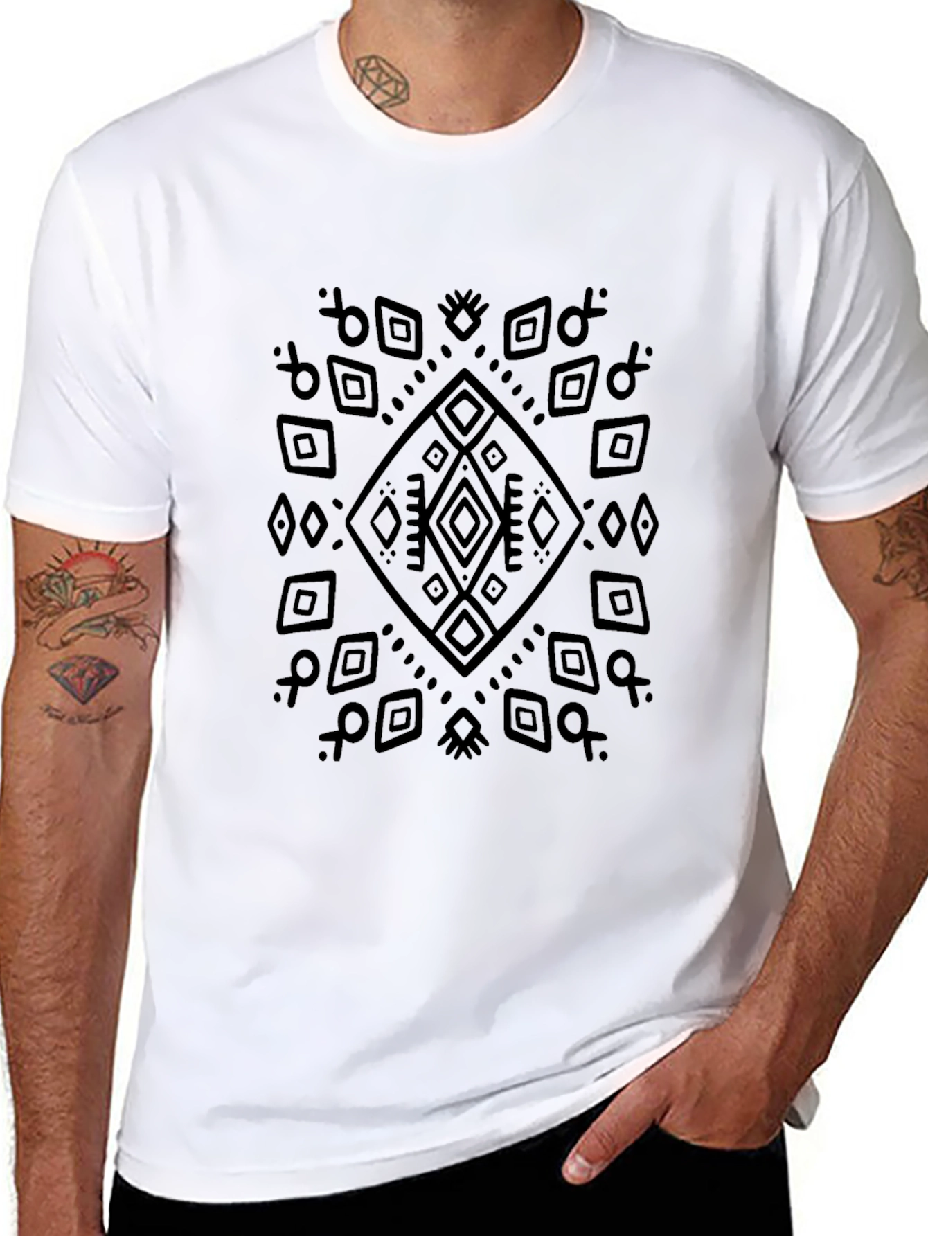 Geometric Pattern Black T-Shirt