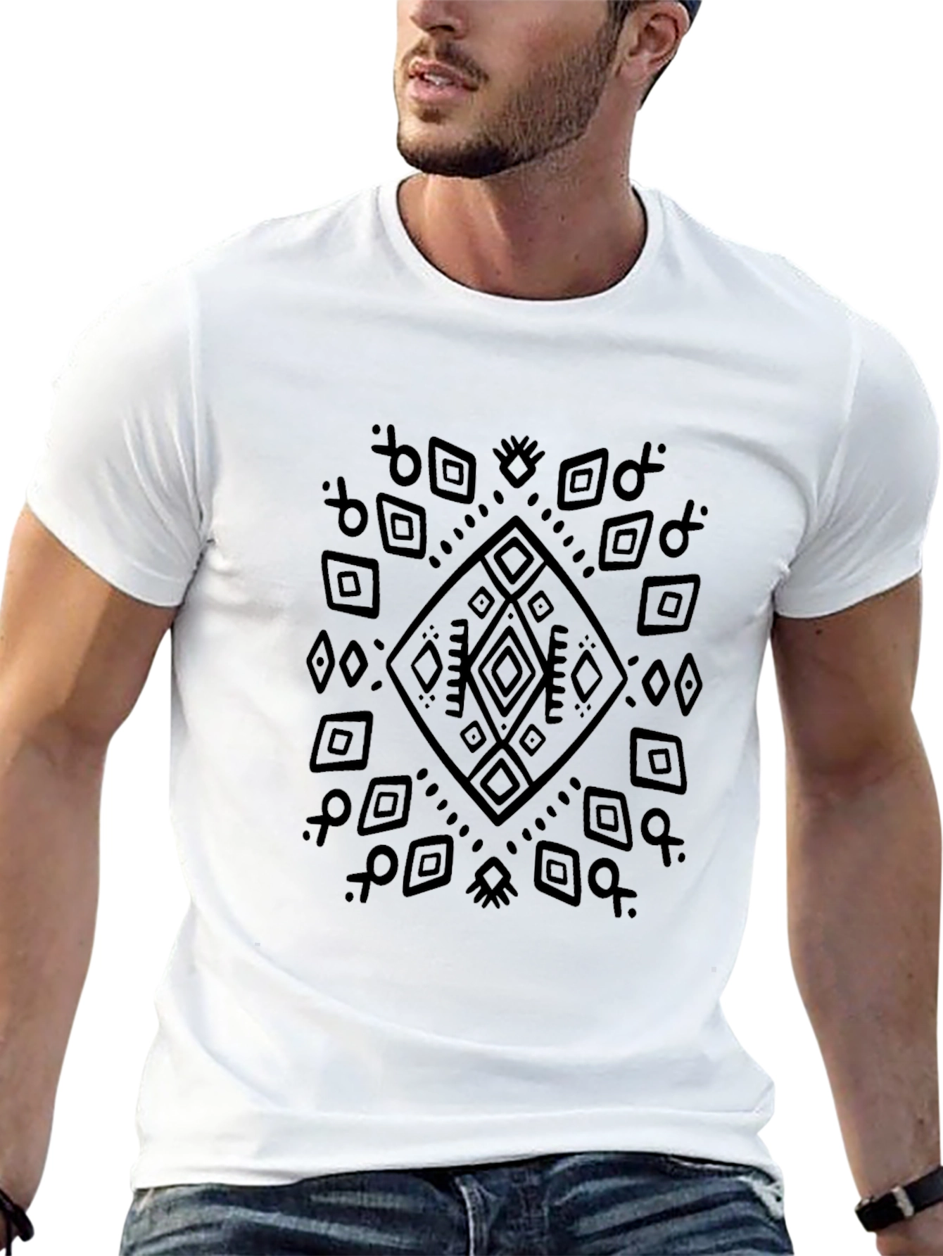 Geometric Pattern Black T-Shirt