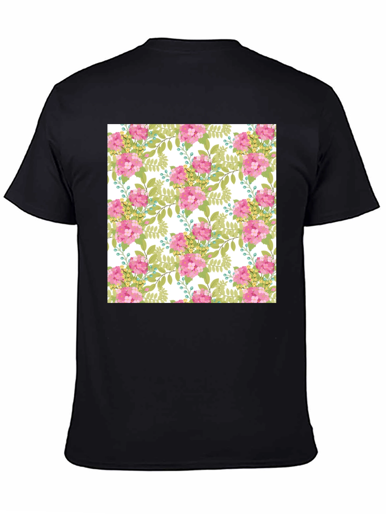 Floral Pattern Black T-Shirt