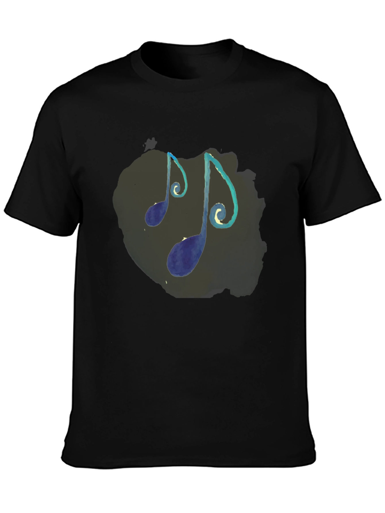 Musical Notes T-Shirt - Black Crew Neck