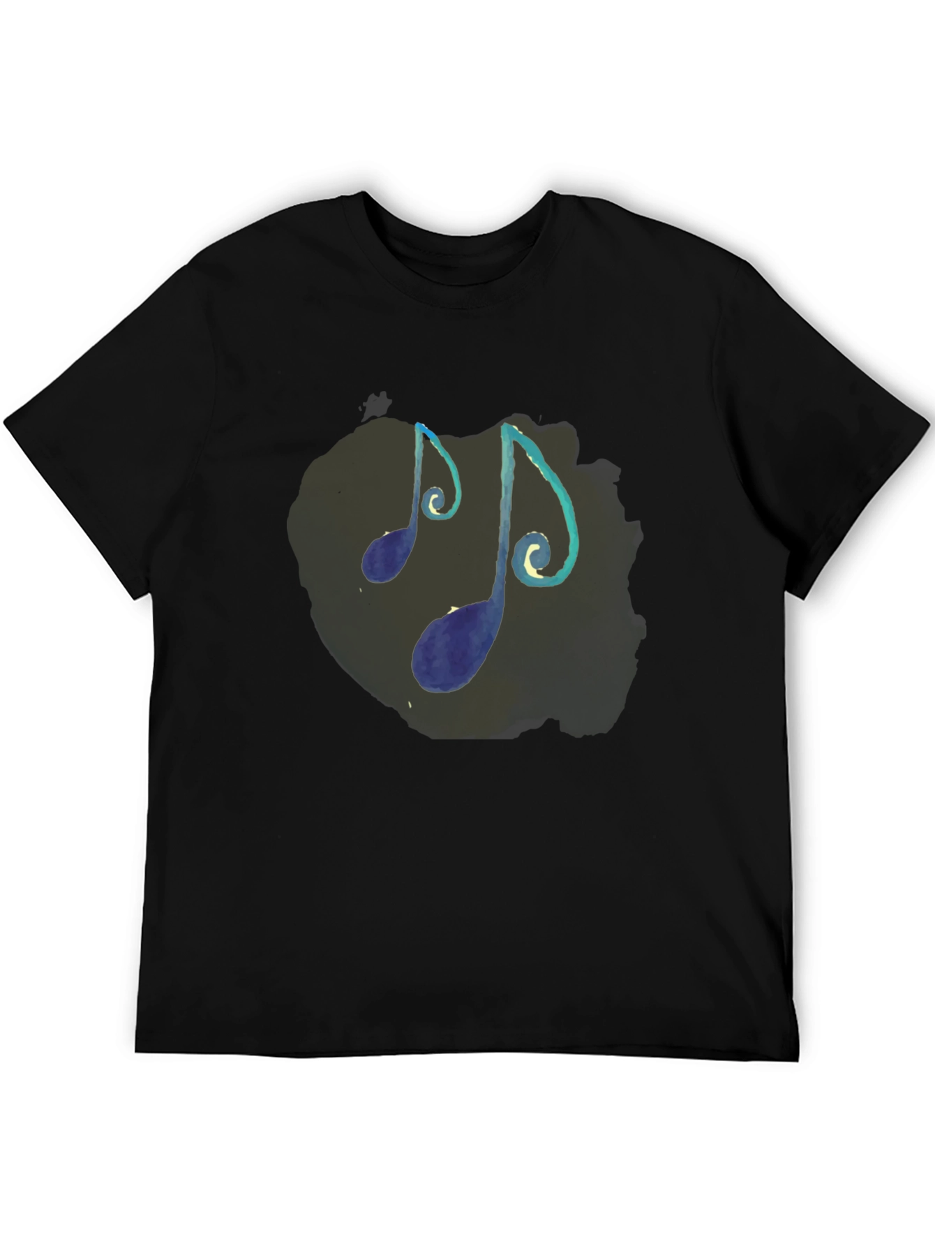 Musical Notes T-Shirt - Black Crew Neck