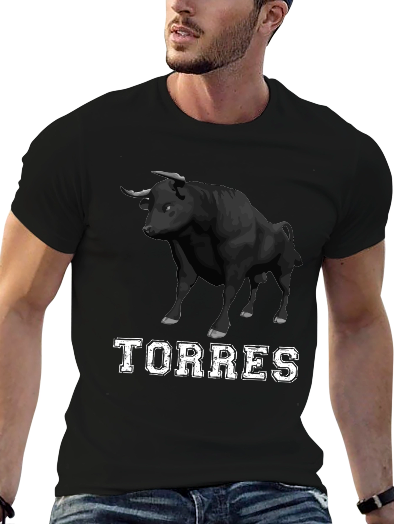 Torres Bull Graphic T-Shirt - Black Cotton Tee