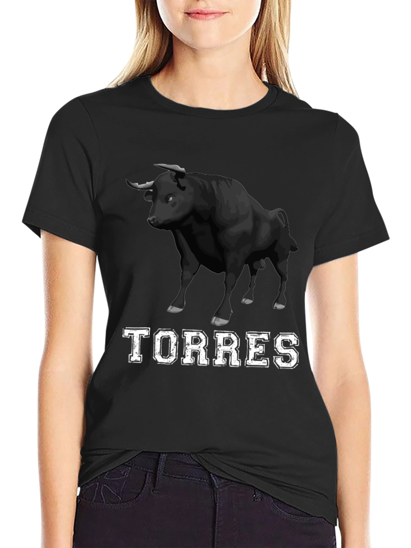 Torres Bull Graphic T-Shirt - Black Cotton Tee