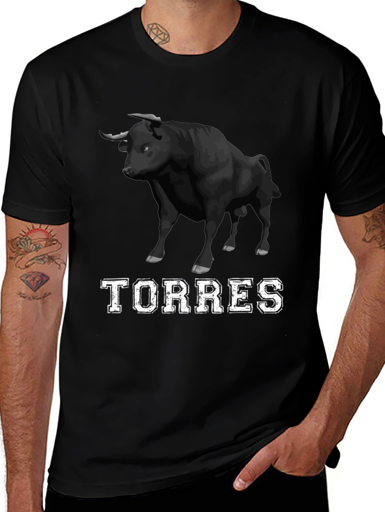 Torres Bull Graphic T-Shirt - Black Cotton Tee