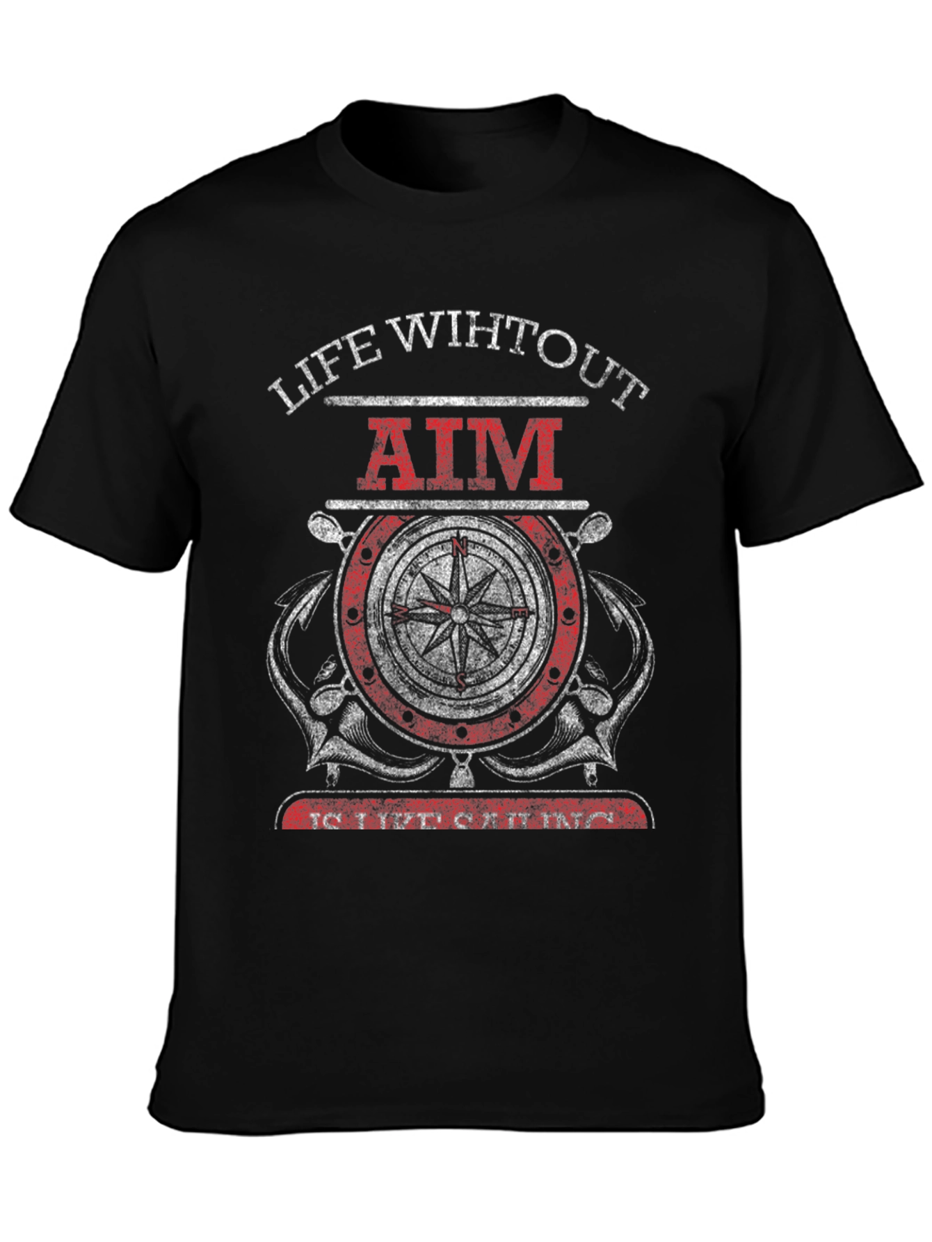 Life Without Aim Compass Graphic T-Shirt
