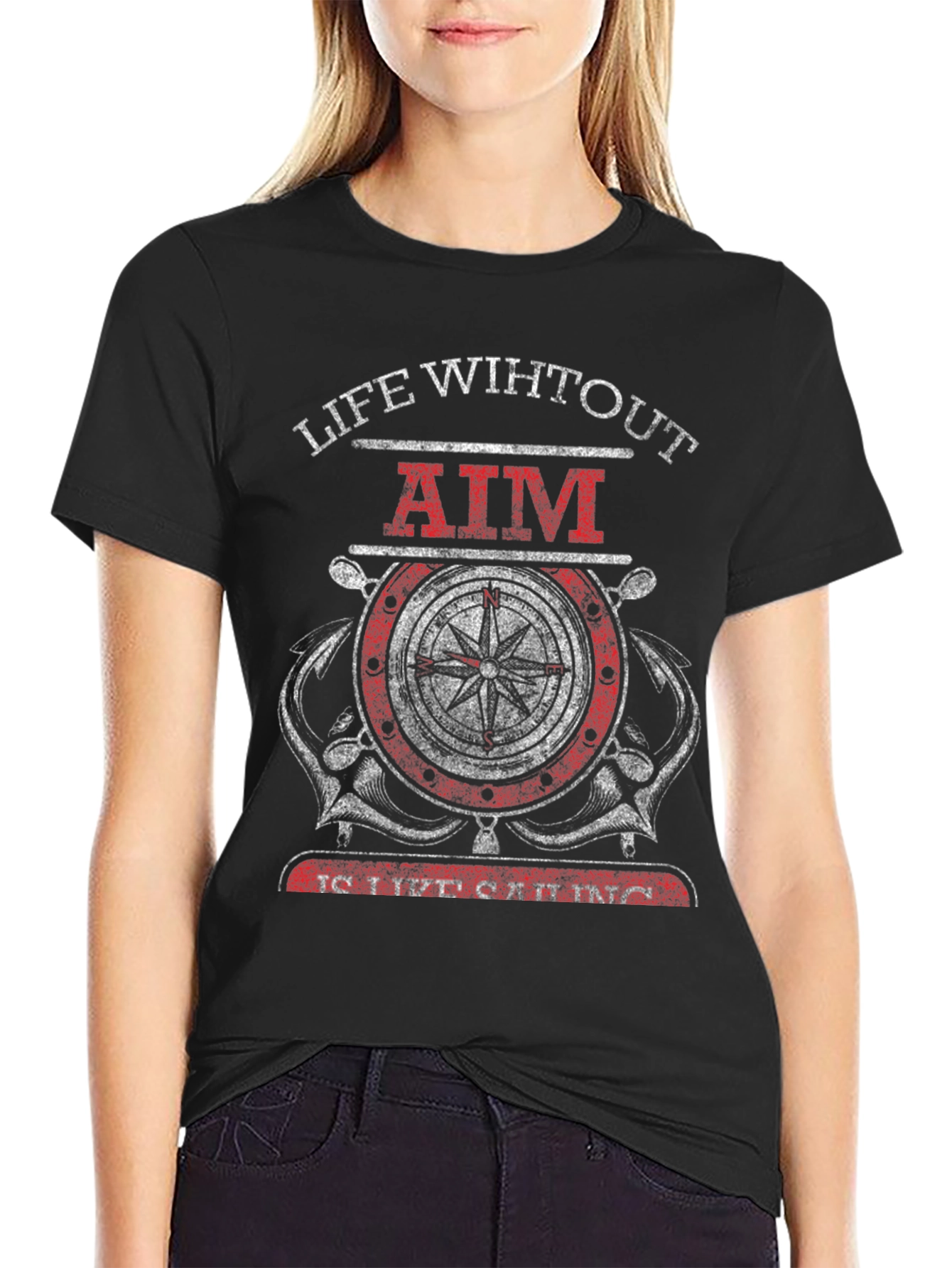 Life Without Aim Compass Graphic T-Shirt