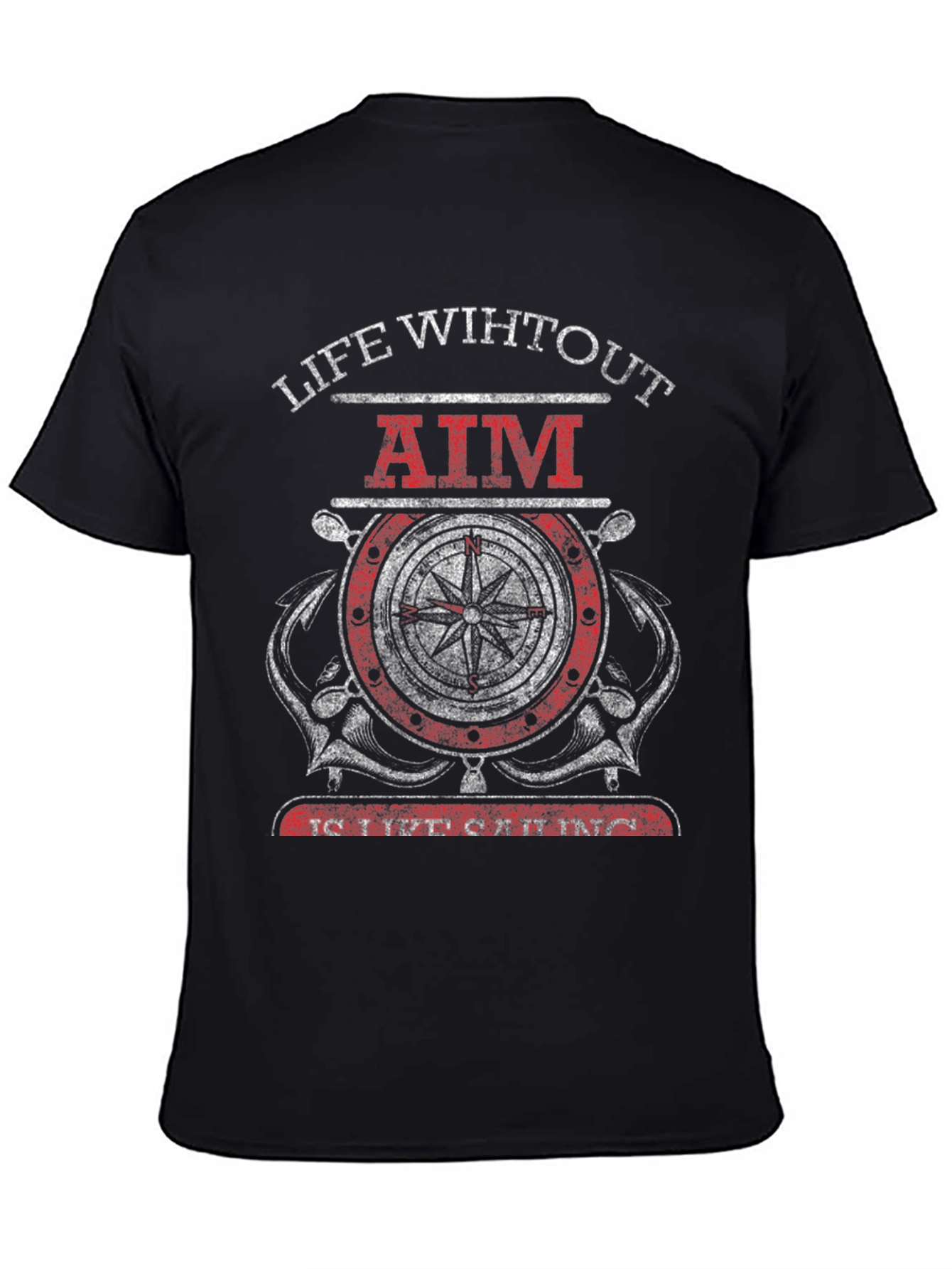 Life Without Aim Compass Graphic T-Shirt