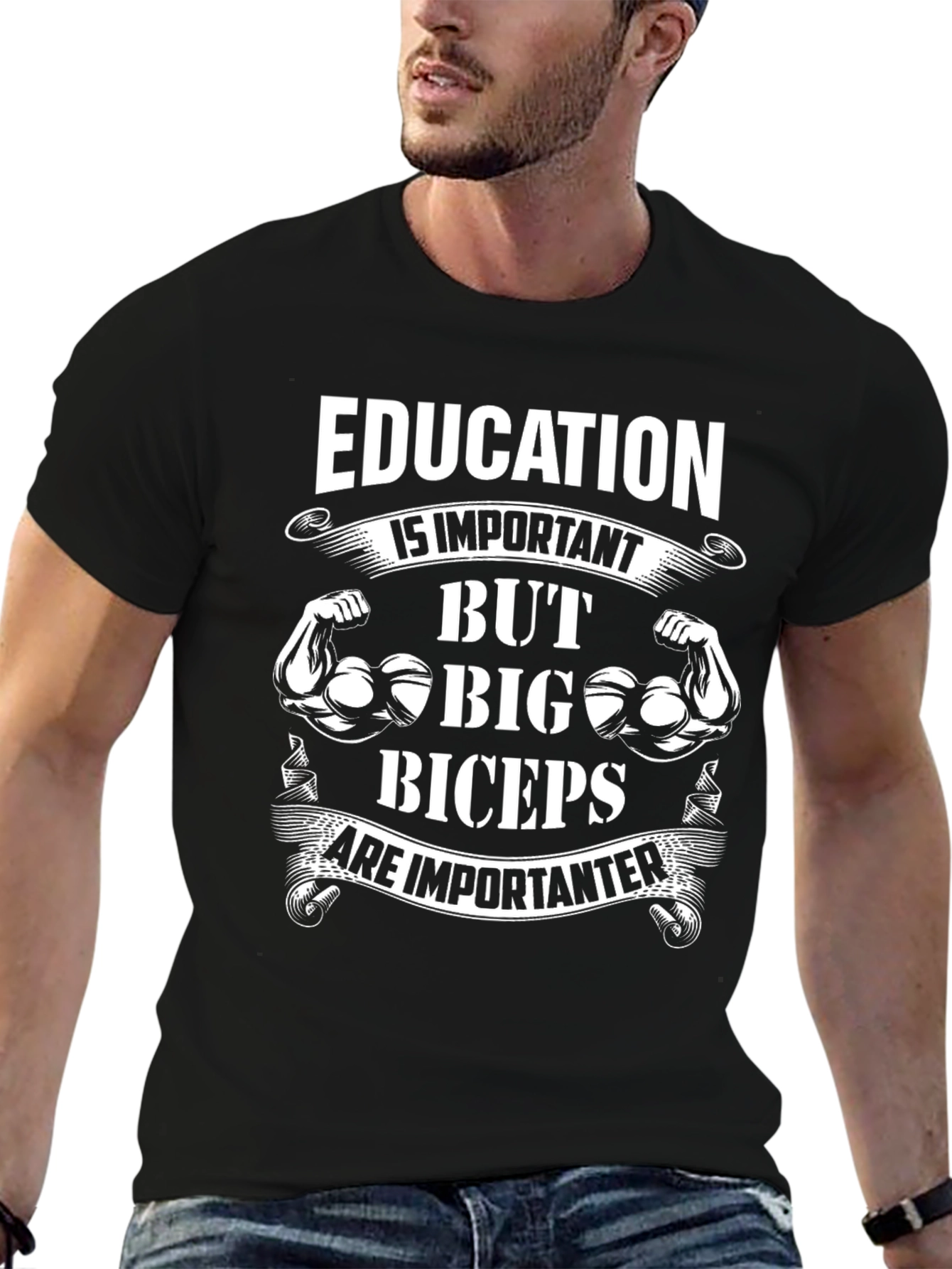 Education vs. Biceps Graphic Tee