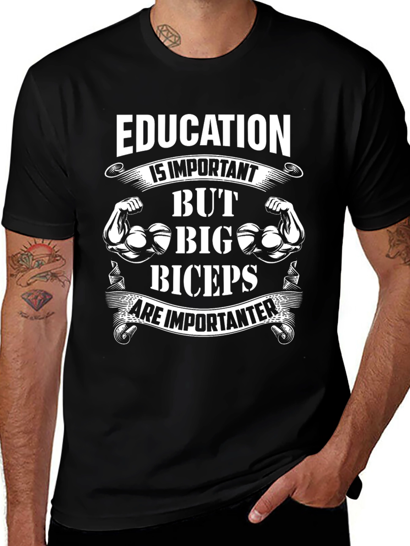 Education vs. Biceps Graphic Tee