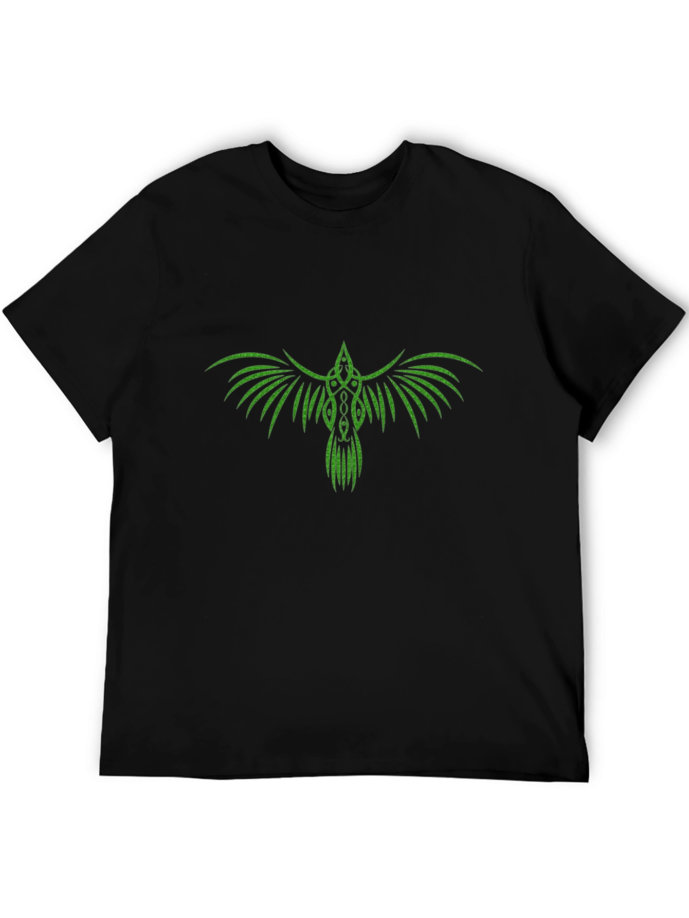 Green Raven Graphic Black T-Shirt