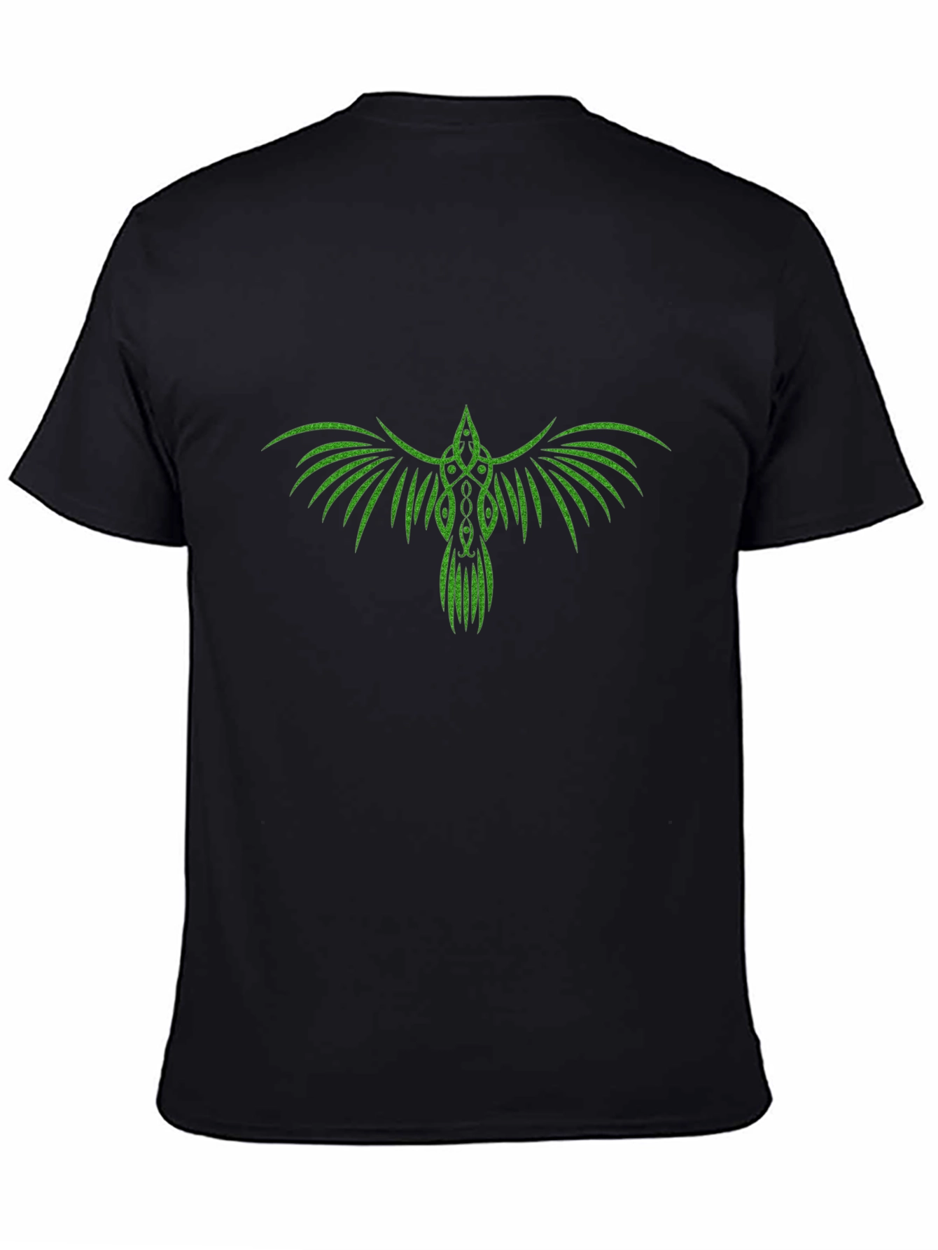 Green Raven Graphic Black T-Shirt