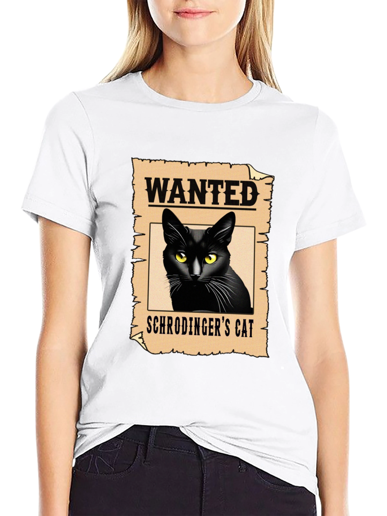 Wanted Schrödingers Cat Black T-Shirt