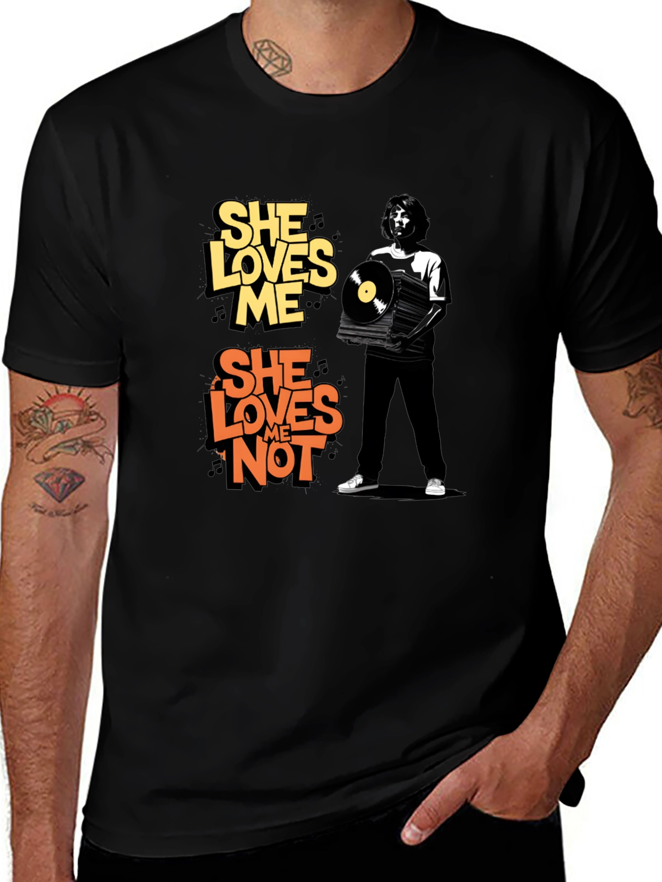 She Loves Me/Not Graphic Tee - Black