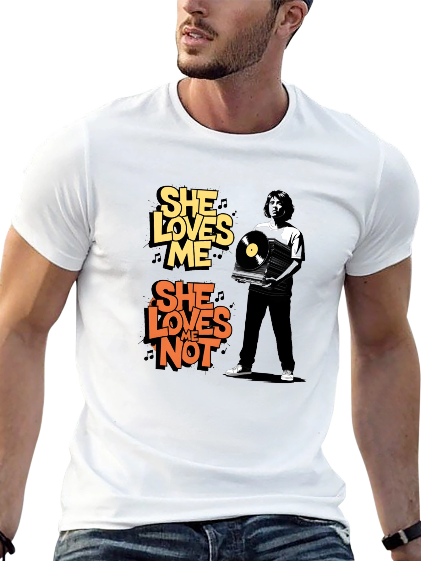 She Loves Me/Not Graphic Tee - Black