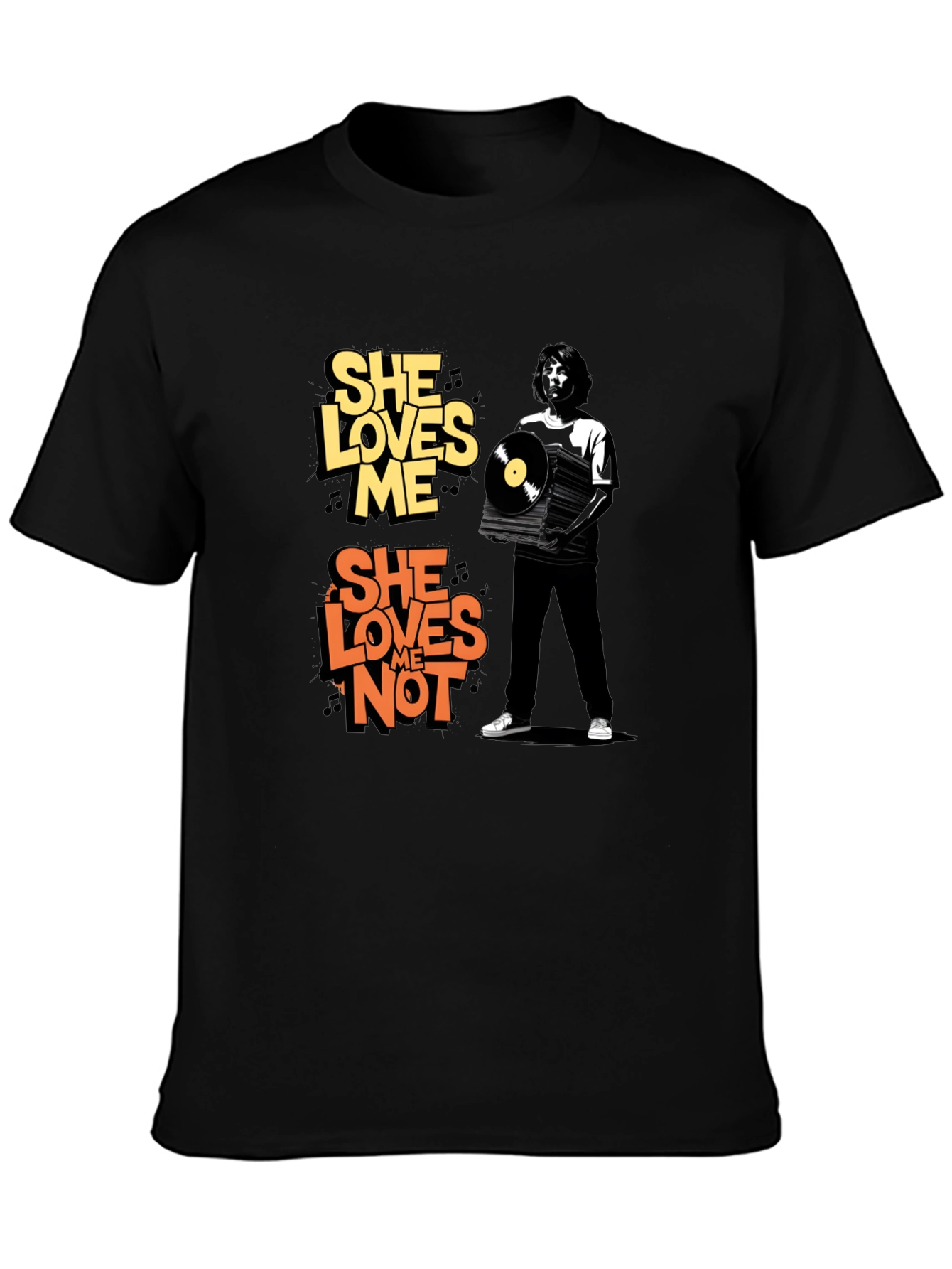 She Loves Me/Not Graphic Tee - Black